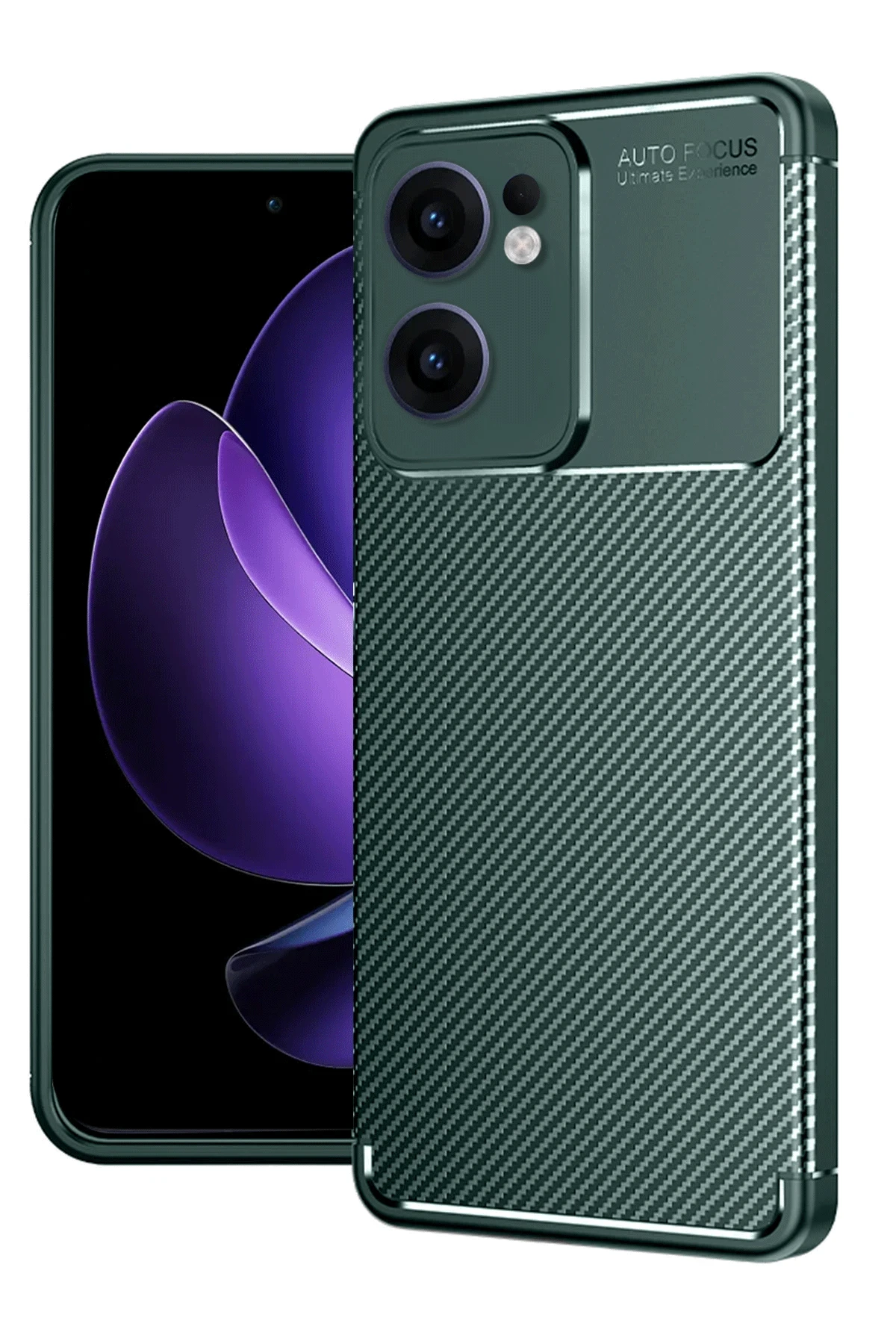 Newface Oppo Reno 13F Kılıf Auto Focus Karbon Kapak - Koyu Yeşil