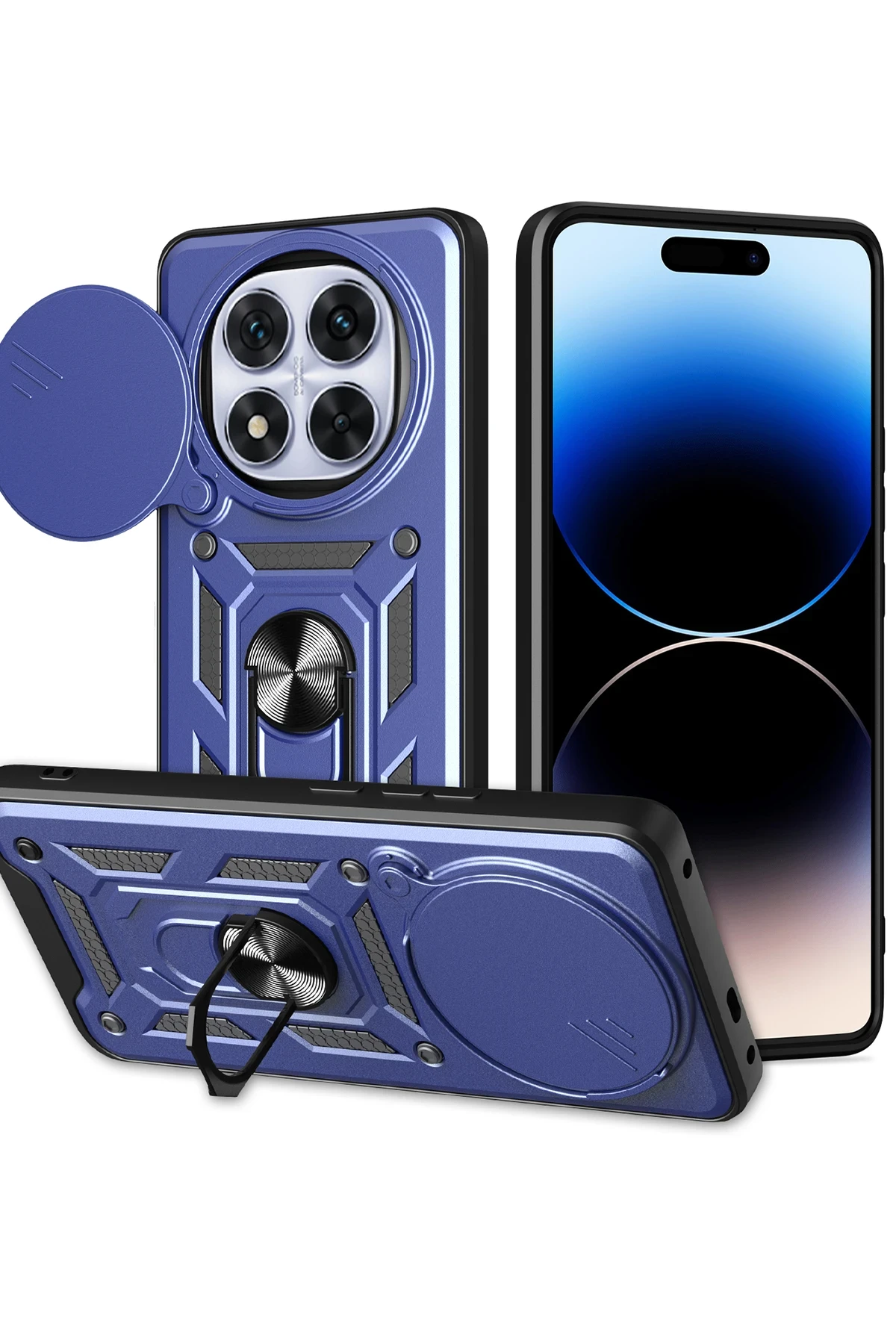 Newface Xiaomi Redmi Note 14 Pro Plus Kılıf Pars Lens Yüzüklü Silikon - Lacivert