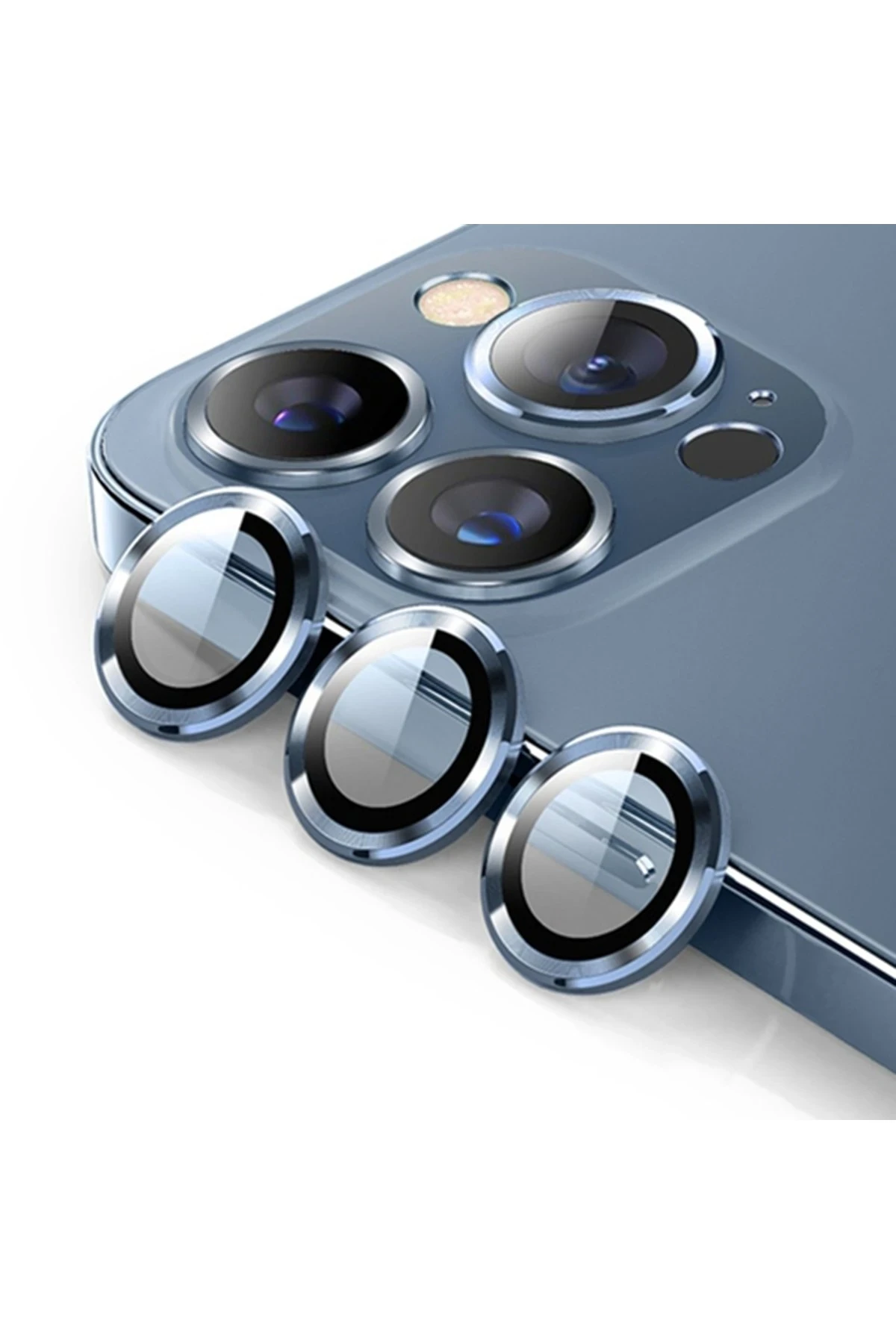 Newface iPhone 12 Pro Max Valdez Metal Kamera Lens - Mavi