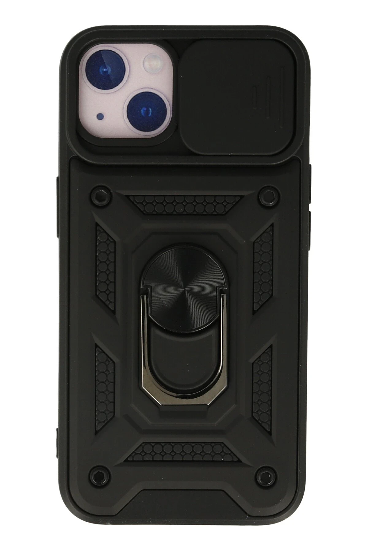 Newface iPhone 13 Kılıf Pars Lens Yüzüklü Silikon - Siyah