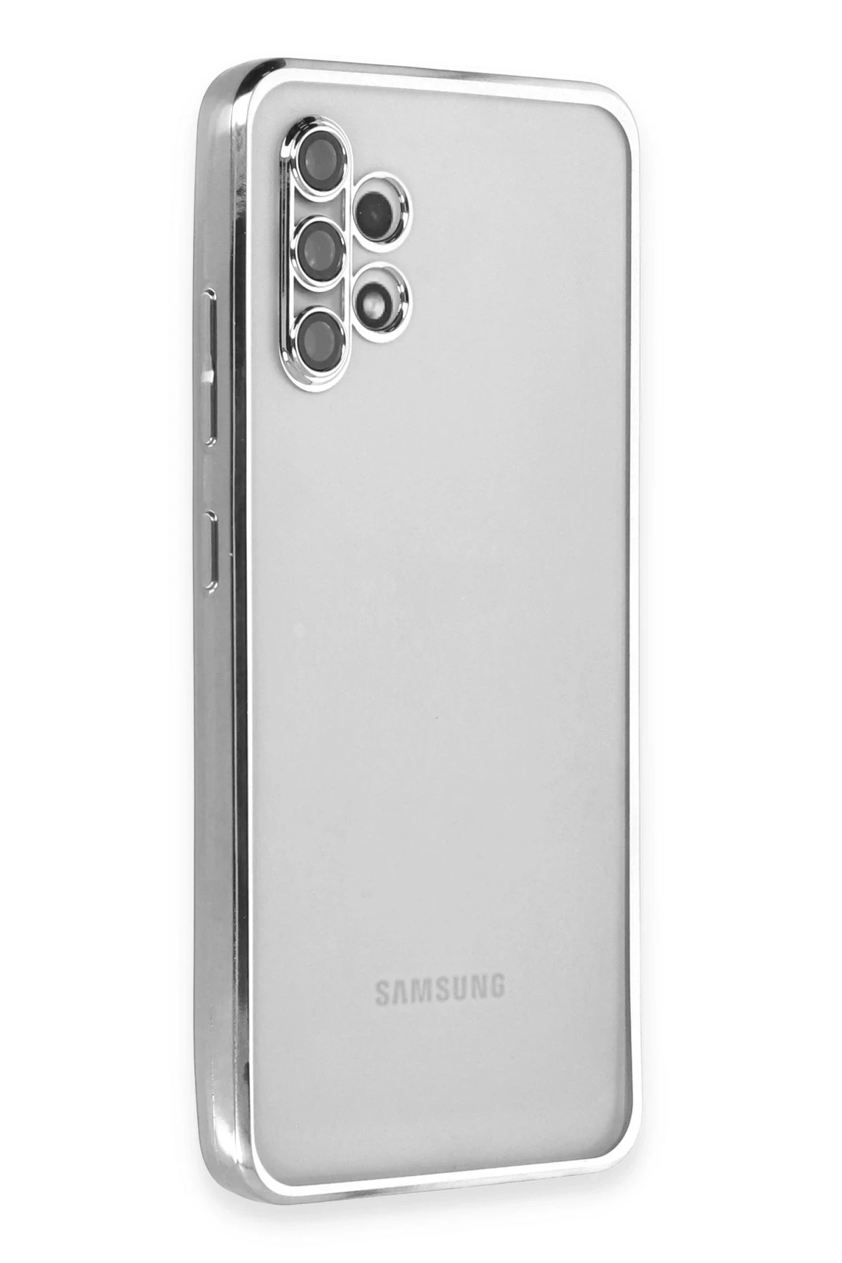 Newface Samsung Galaxy A32 Kılıf Razer Lensli Silikon - Gümüş