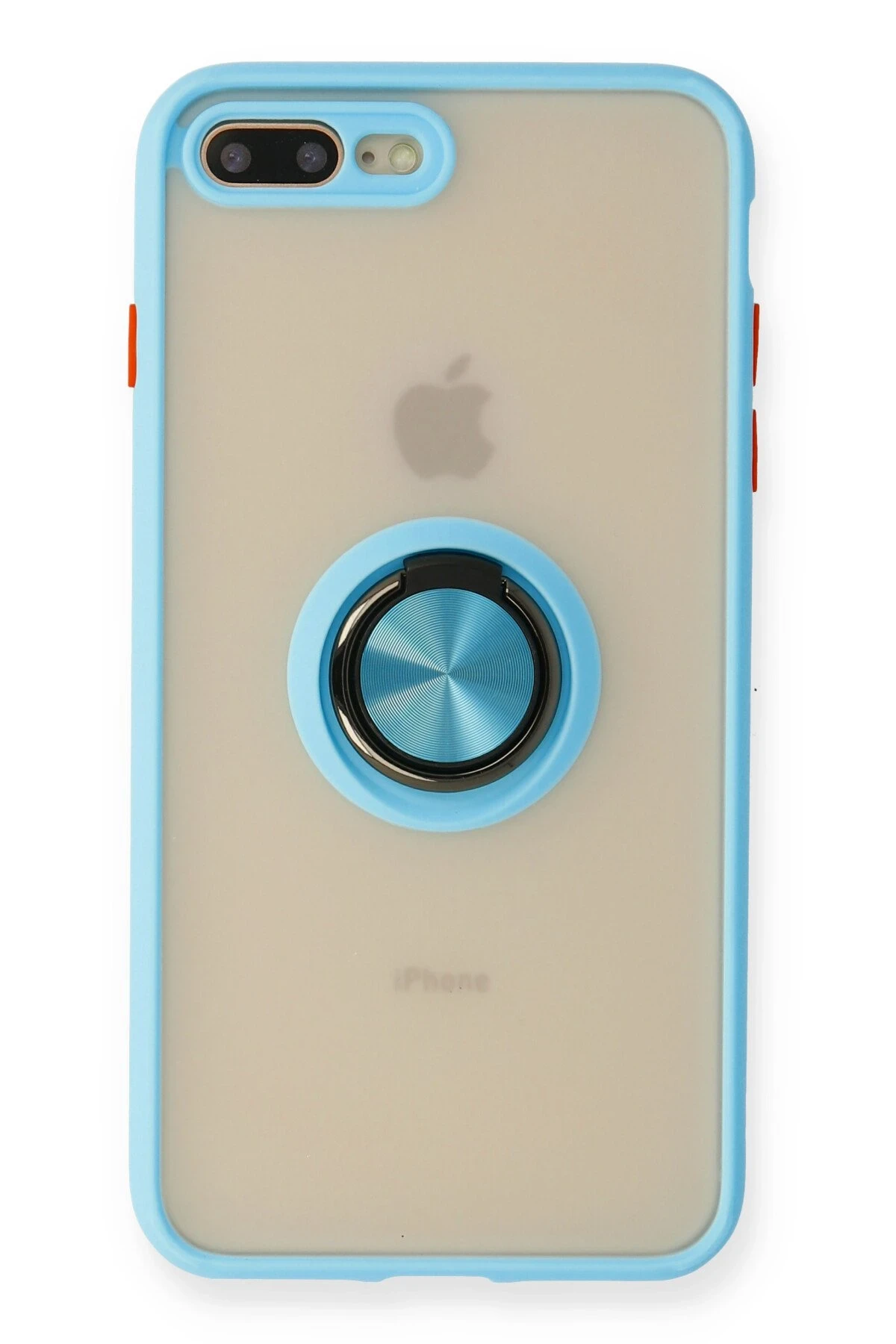 Newface iPhone 7 Plus Kılıf Montreal Yüzüklü Silikon Kapak - Buz Mavi