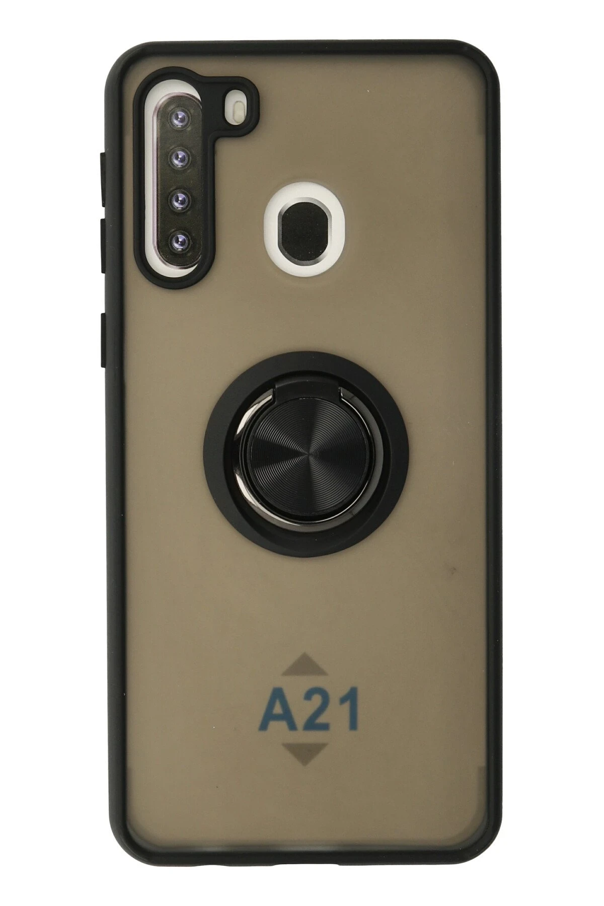 Newface Samsung Galaxy A21 Kılıf Montreal Yüzüklü Silikon Kapak - Siyah