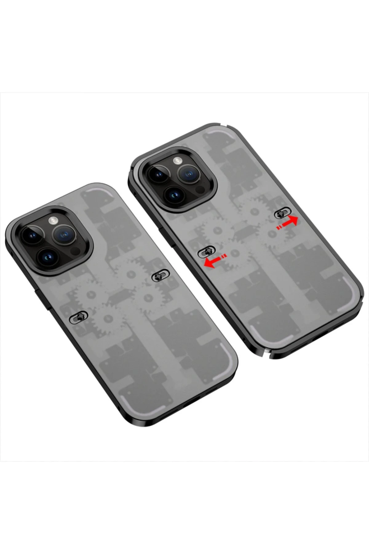 Newface iPhone 14 Pro Kılıf Mekanik Bumper Kapak - Siyah