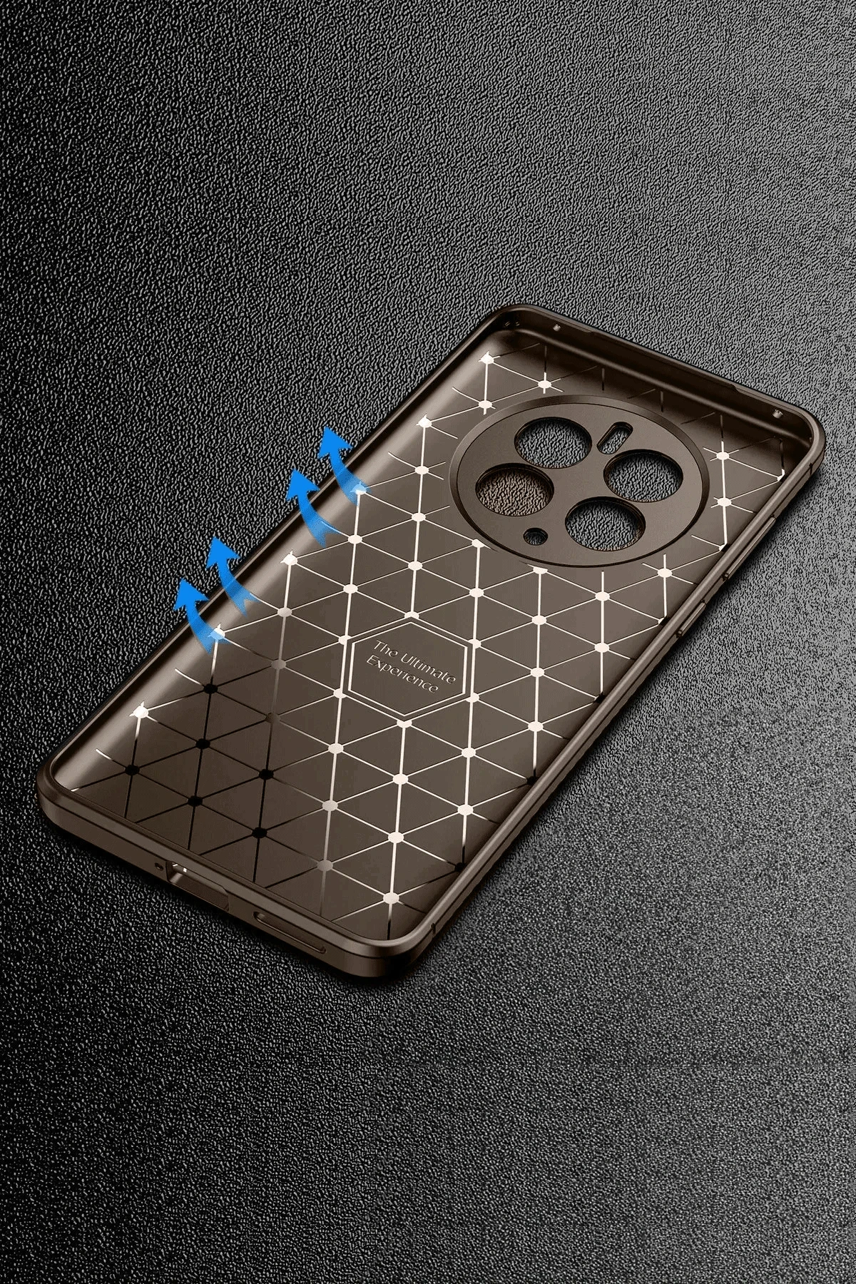 Newface Realme 12 Pro Plus Kılıf Auto Focus Karbon Kapak - Kahverengi