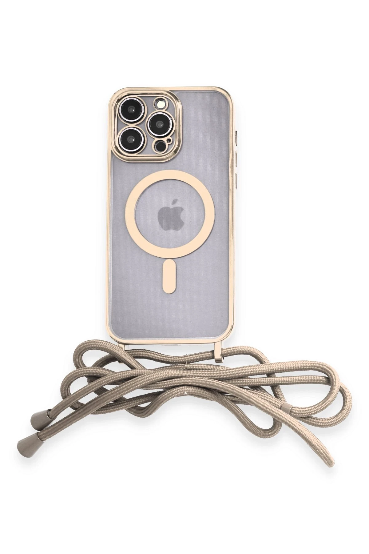 Newface iPhone 12 Pro Kılıf Divo Lazer Askılı Magsafe Kapak - Gold
