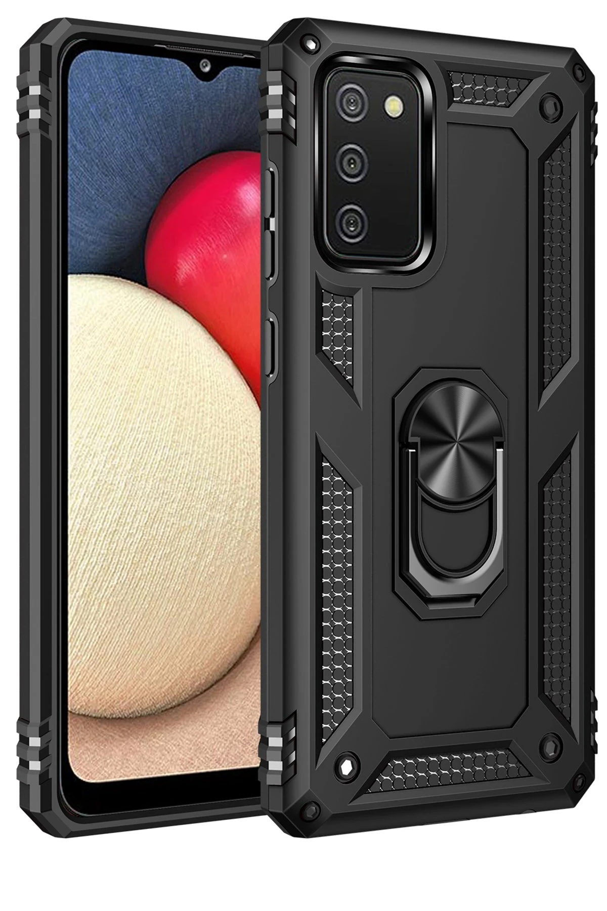 Newface Samsung Galaxy A02S Kılıf Sofya Yüzüklü Silikon Kapak - Siyah