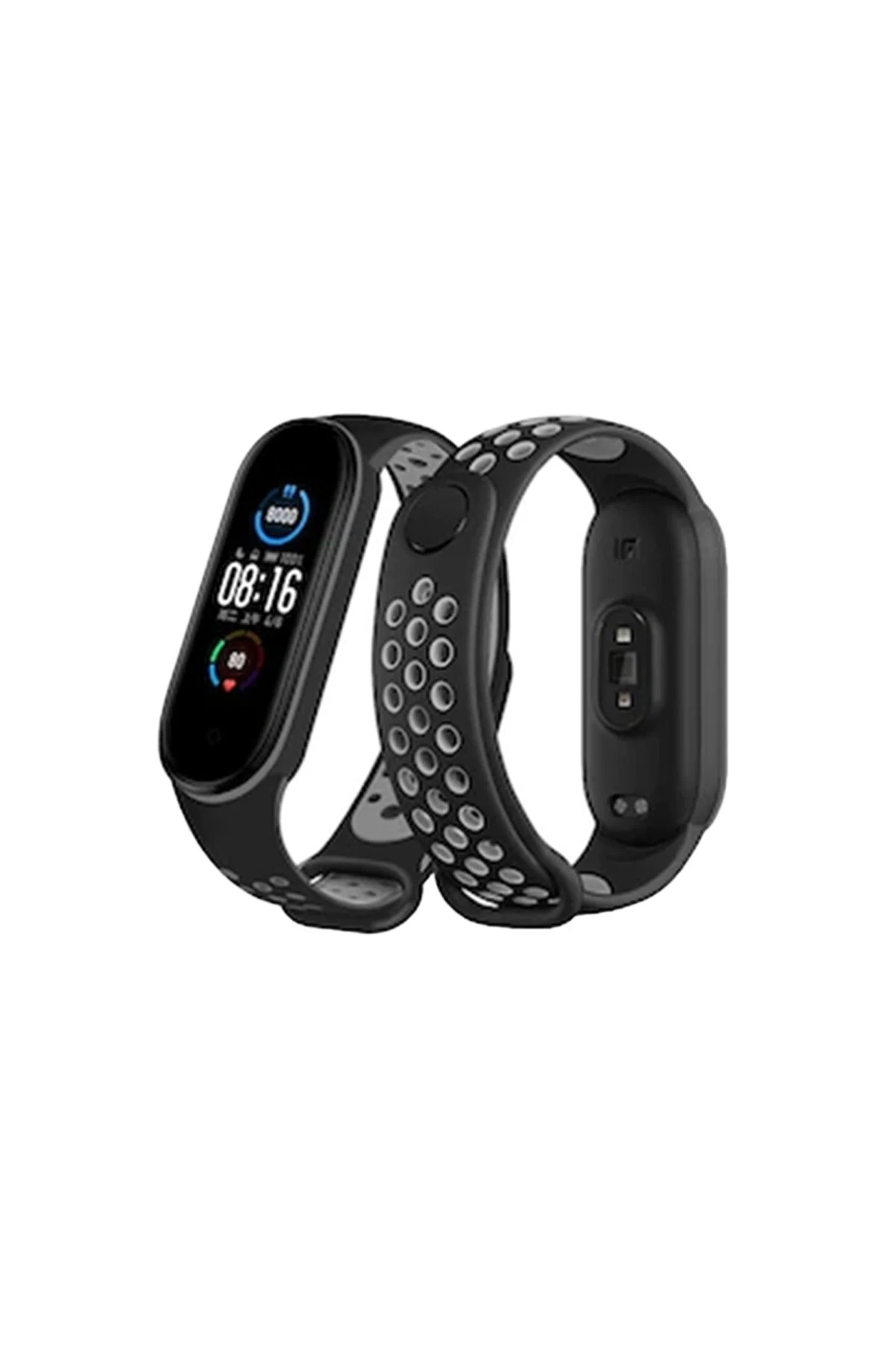 Newface Xiaomi Mi Band 6 Spor Delikli Kordon - Siyah-Gri