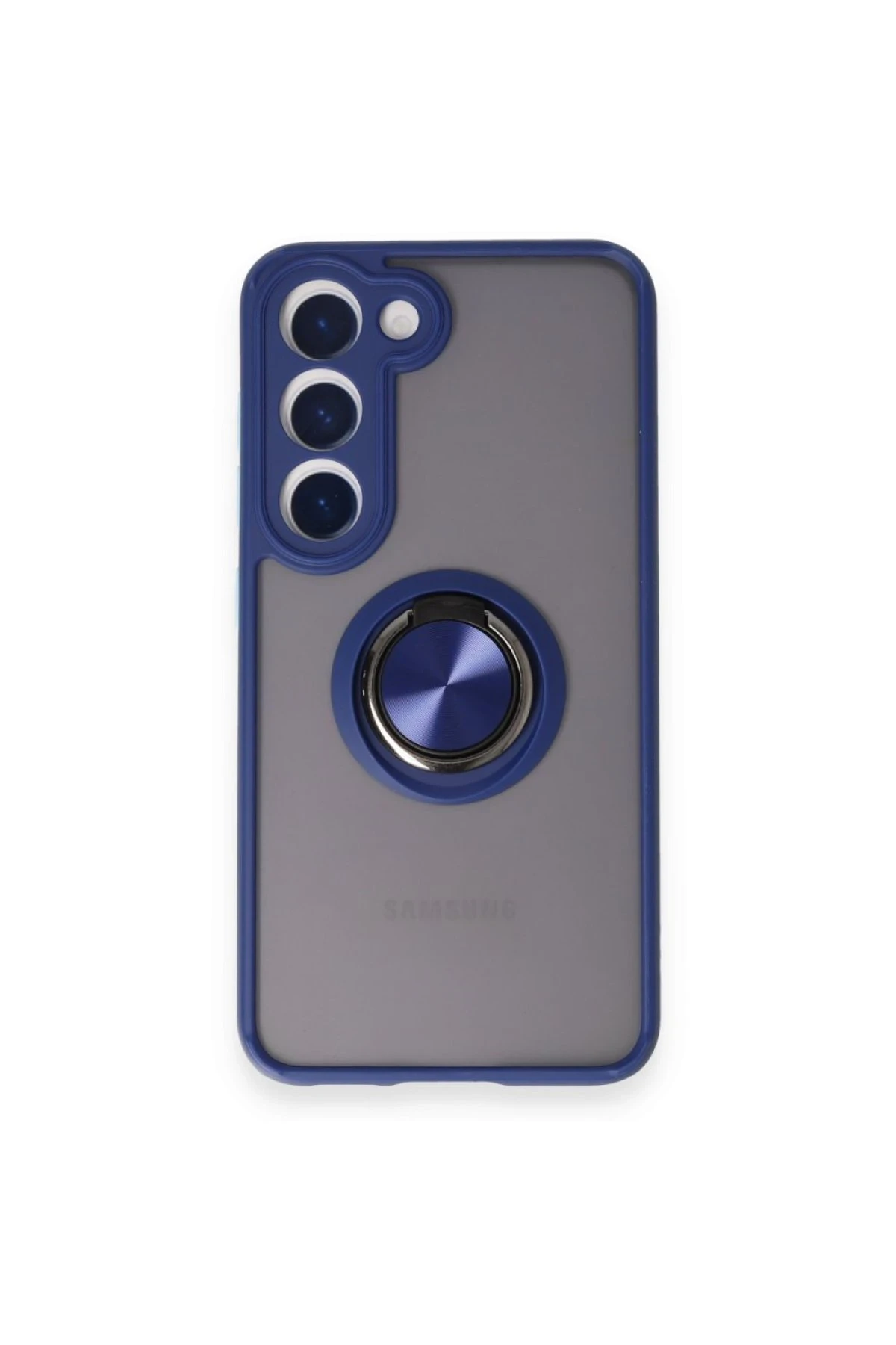 Newface Samsung Galaxy M15 Kılıf Montreal Yüzüklü Silikon Kapak - Lacivert