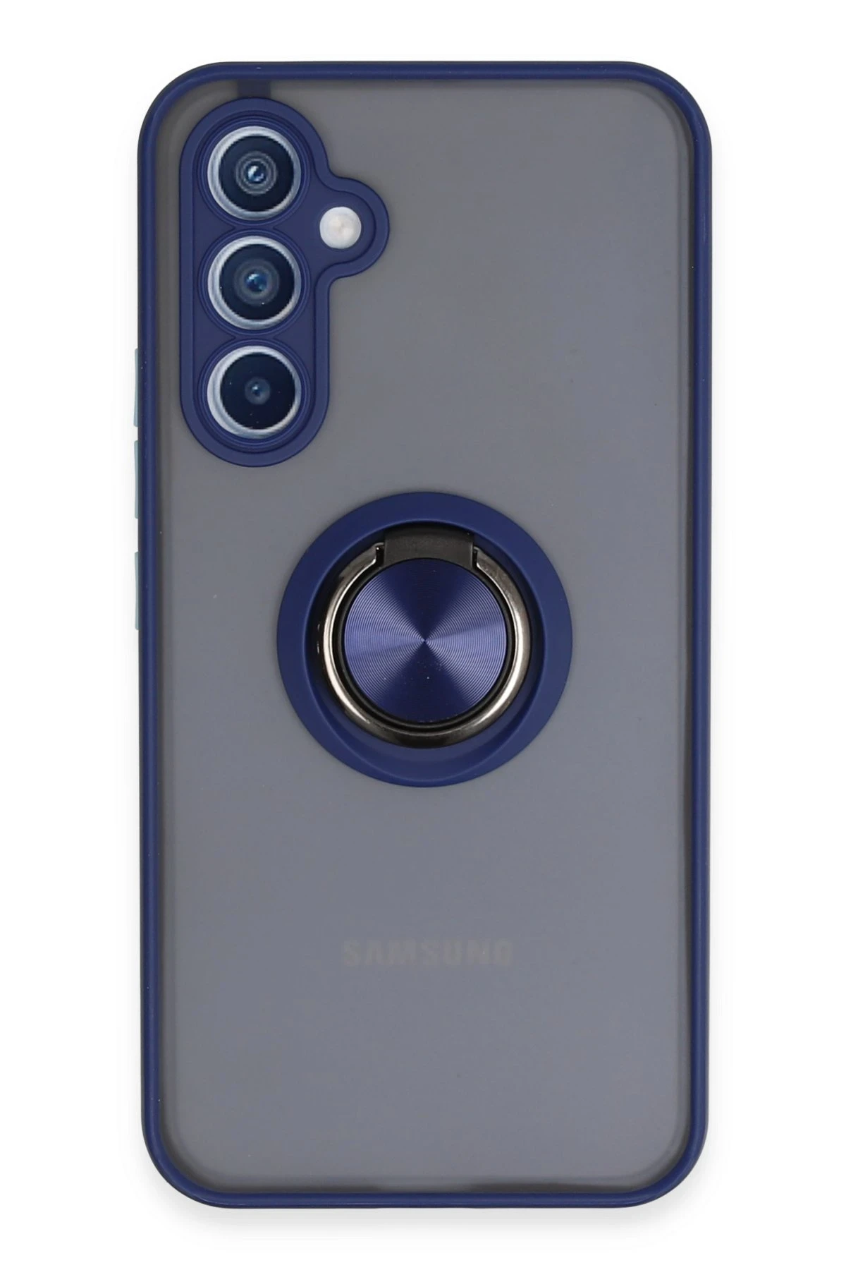 Newface Samsung Galaxy A34 5G Kılıf Montreal Yüzüklü Silikon Kapak - Lacivert