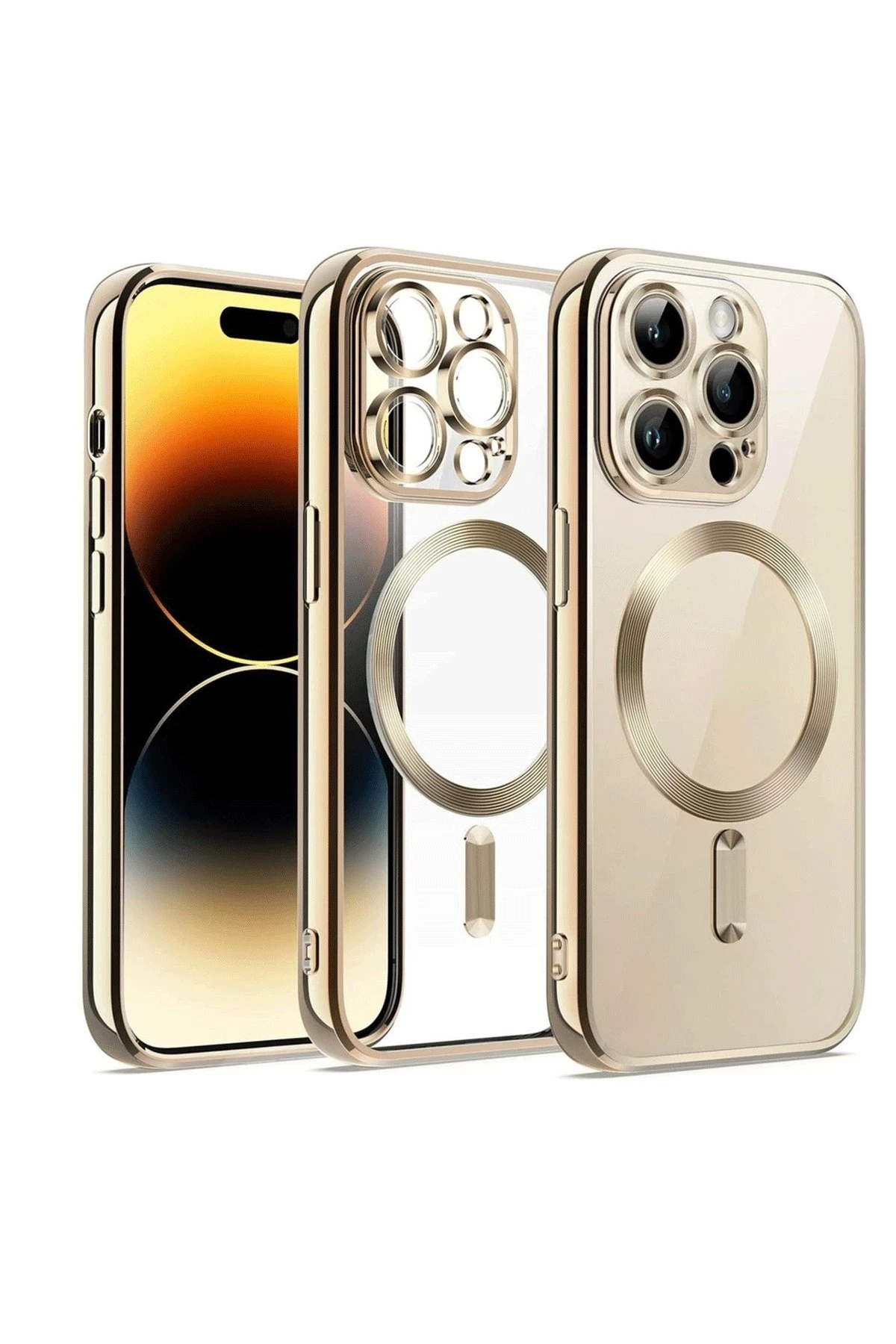 Newface iPhone 12 Pro Kılıf Kross Magneticsafe Kapak - Gold
