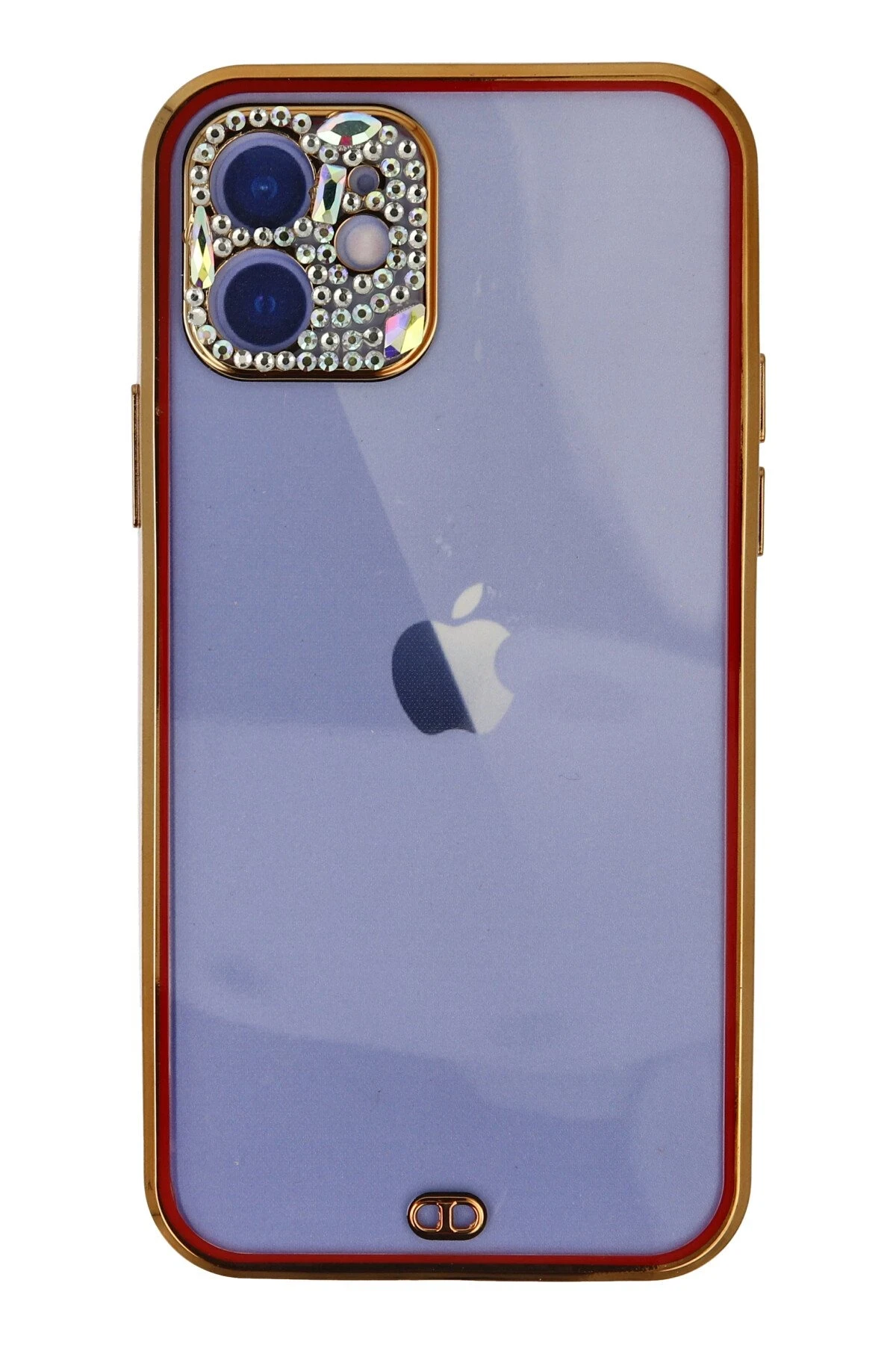 Newface iPhone 12 Kılıf Liva Taşlı Silikon - Kırmızı
