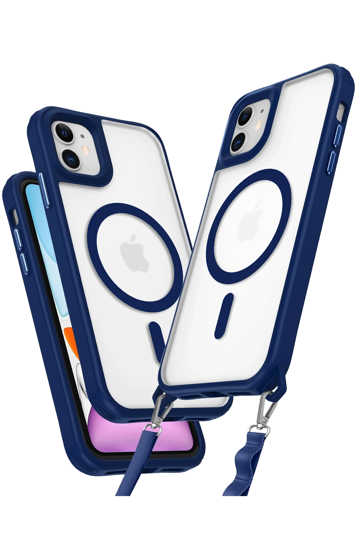 Newface iPhone 12 Kılıf Enka Magsafe Silikon Kılıf - Lacivert