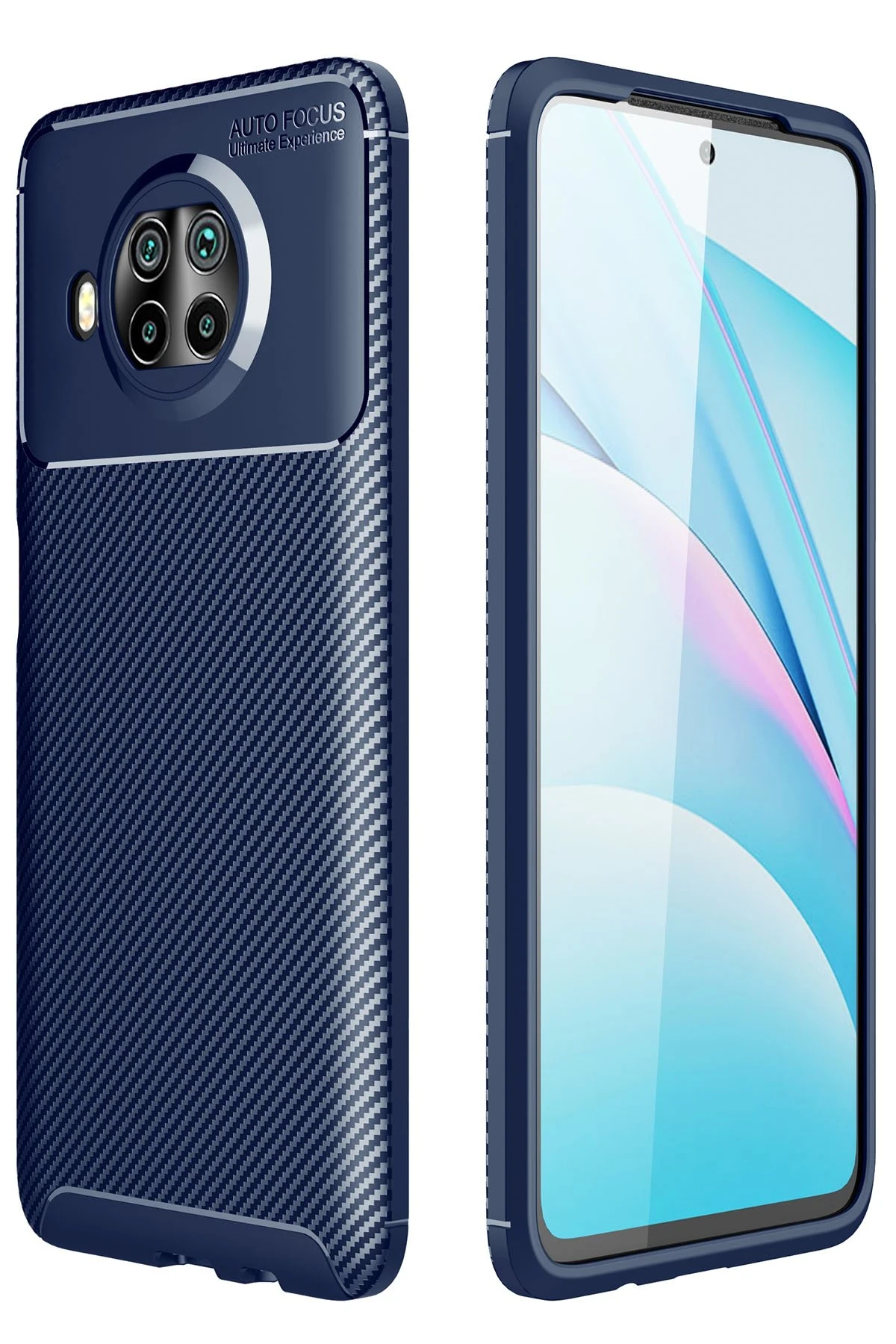 Newface Xiaomi Mi 10T Lite Kılıf Auto Focus Karbon Kapak - Lacivert