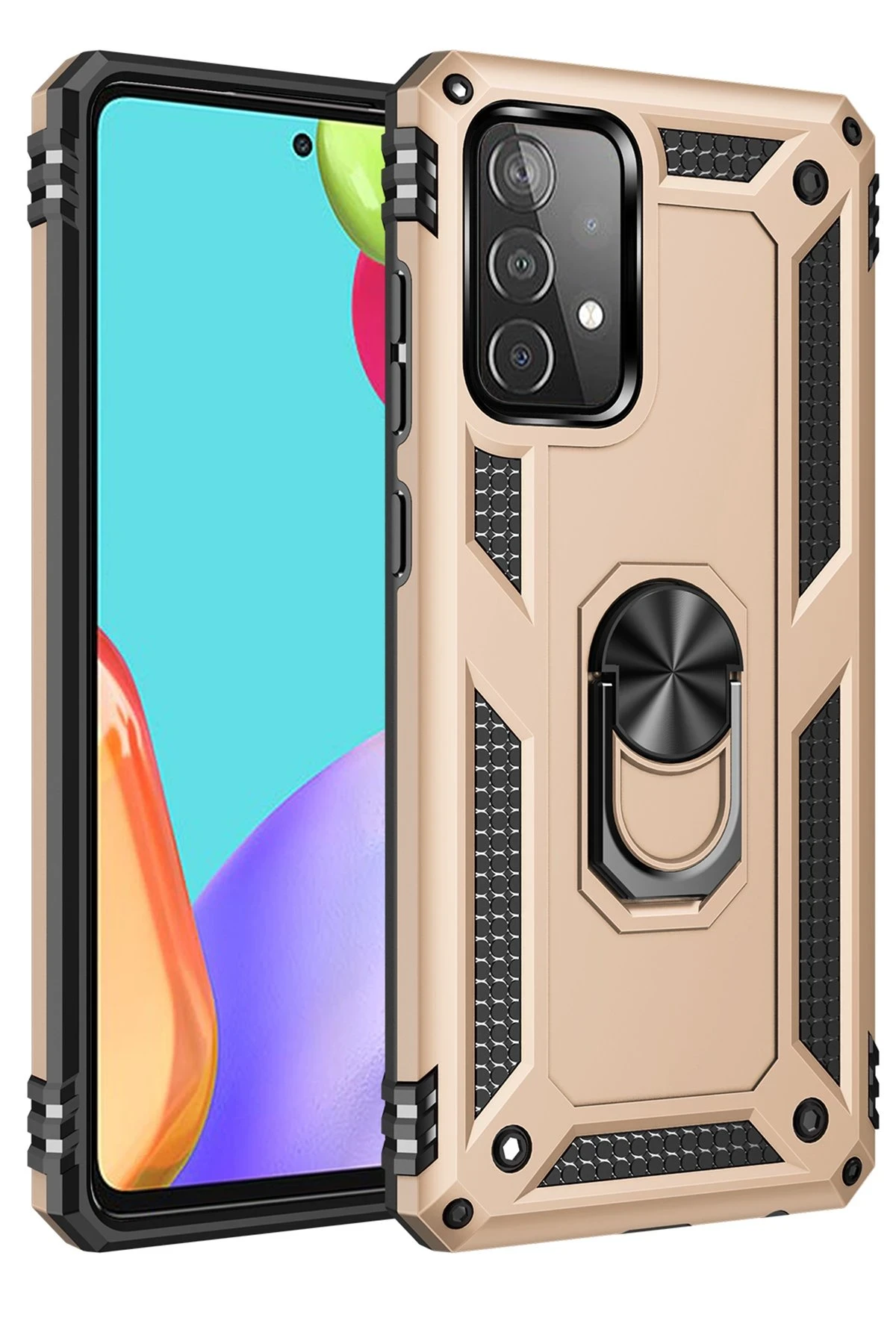 Newface Samsung Galaxy A33 5G Kılıf Sofya Yüzüklü Silikon Kapak - Gold