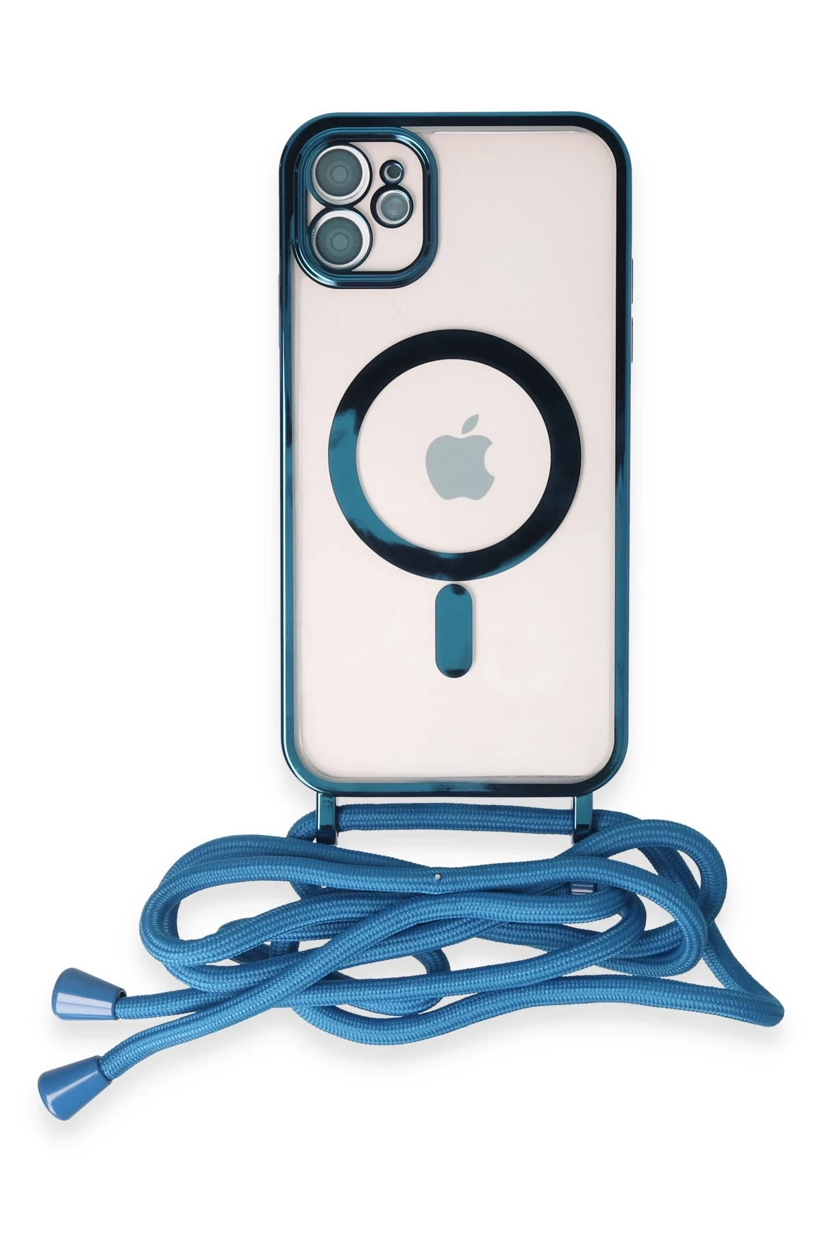 Newface iPhone 11 Kılıf Divo Lazer Askılı Magsafe Kapak - Sierra Blue