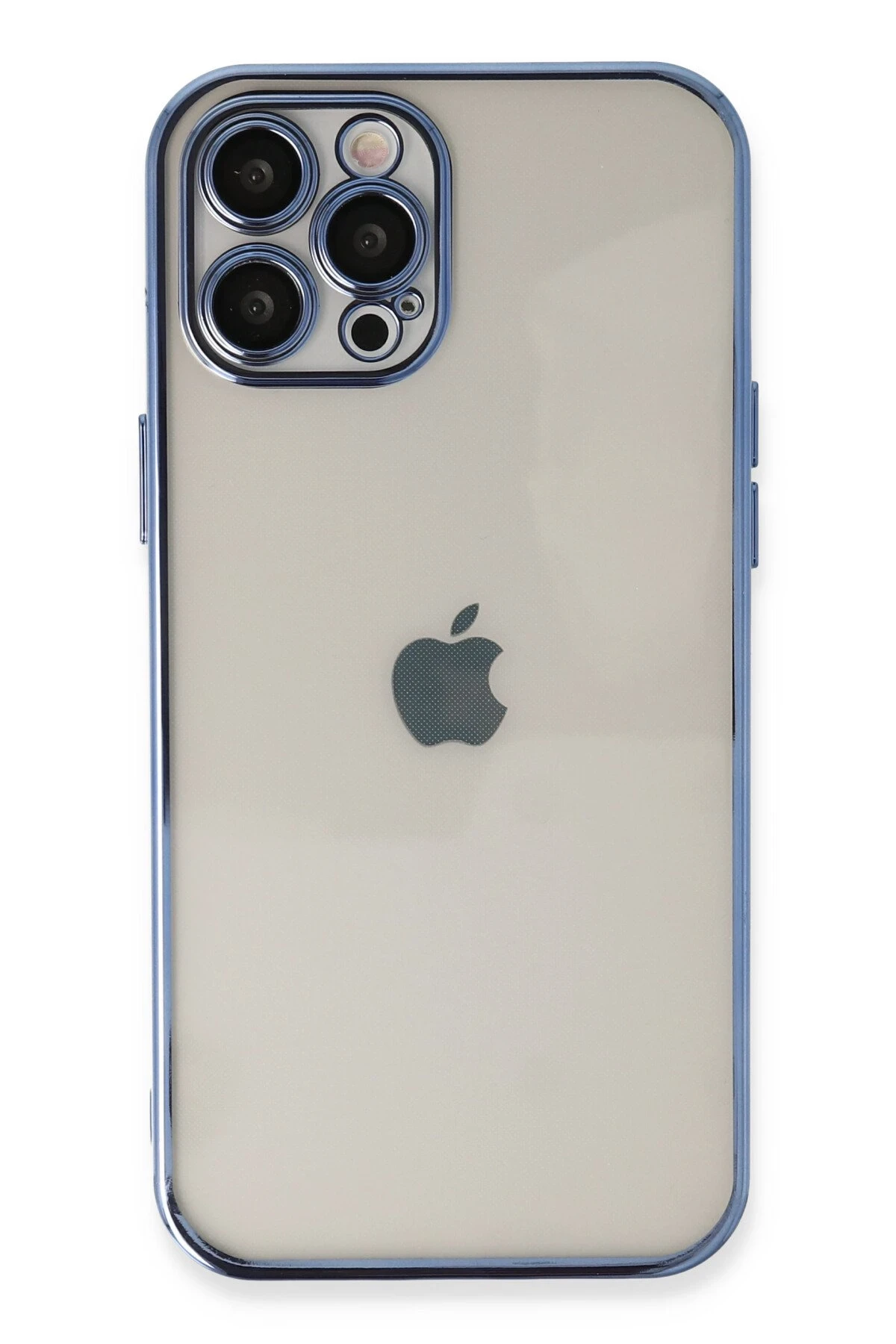 Newface iPhone 12 Pro Kılıf Razer Lensli Silikon - Açık Mavi
