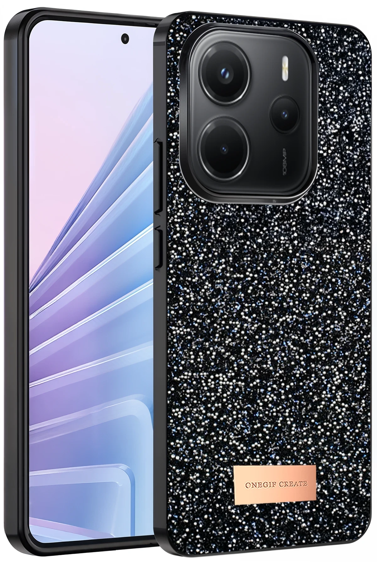 Onegif Xiaomi Redmi Note 14 4G Bright Simli Kapak - Siyah