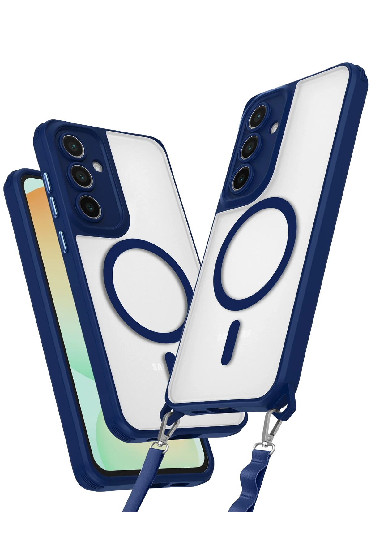 Newface Samsung Galaxy S25 Kılıf Enka Magsafe Silikon Kılıf - Lacivert