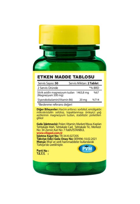 VITAPOL MAGNEZYUM CİTRATE & B6 100 TABLET