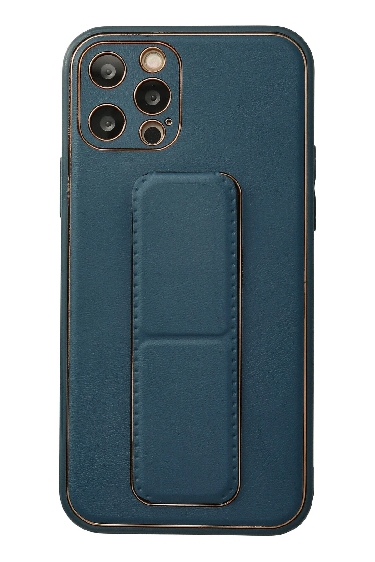Newface iPhone 12 Pro Kılıf Coco Deri Standlı Kapak - Mavi