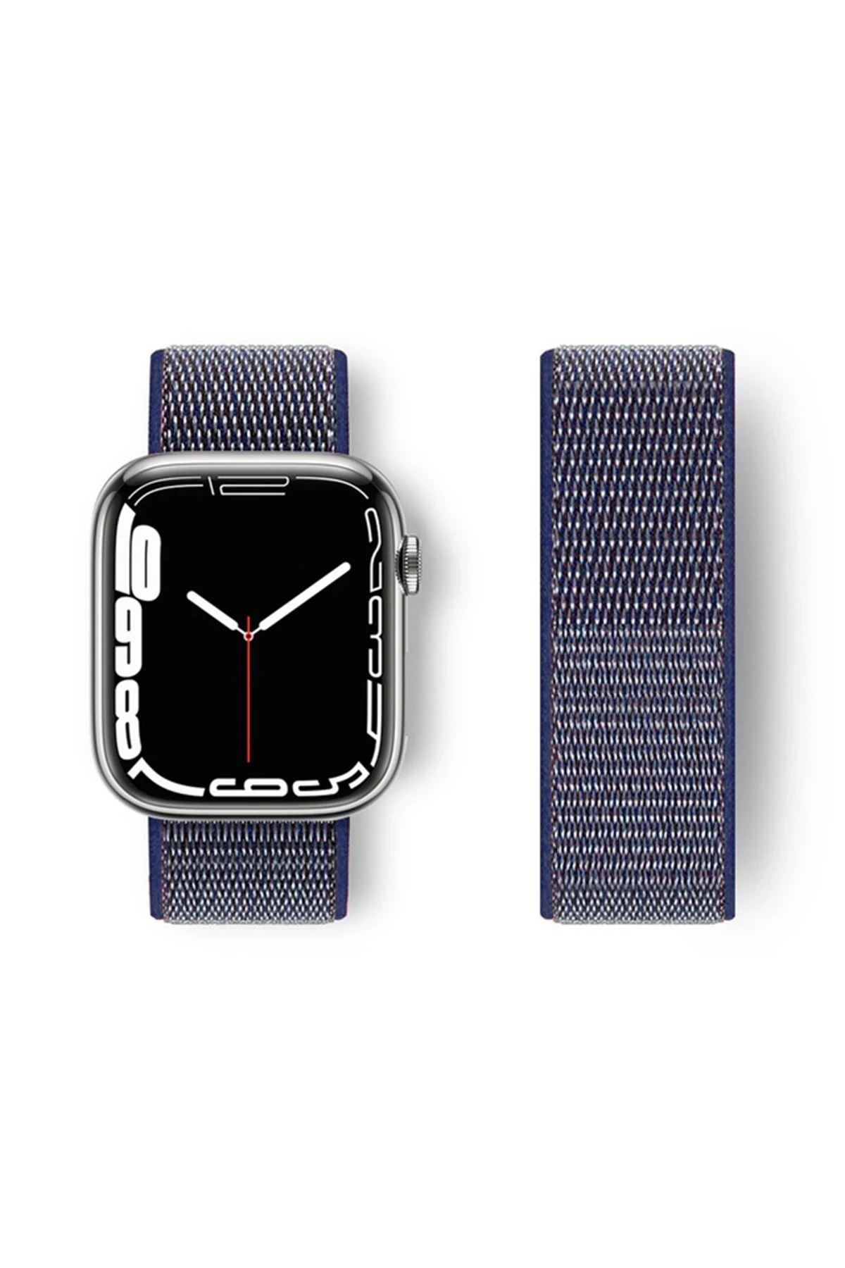 Newface Apple Watch 42mm Hasırlı Cırtcırtlı Kordon - Lacivert