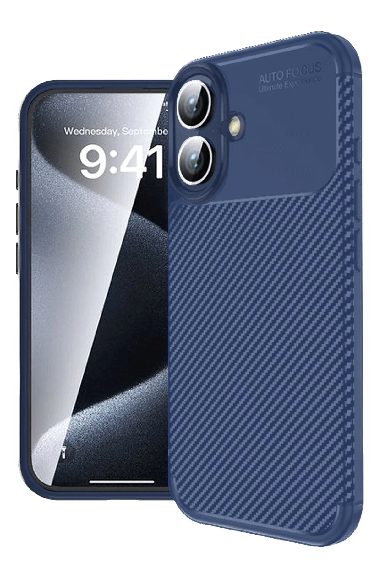 Newface iPhone 16 Plus Kılıf Auto Focus Karbon Kapak - Lacivert