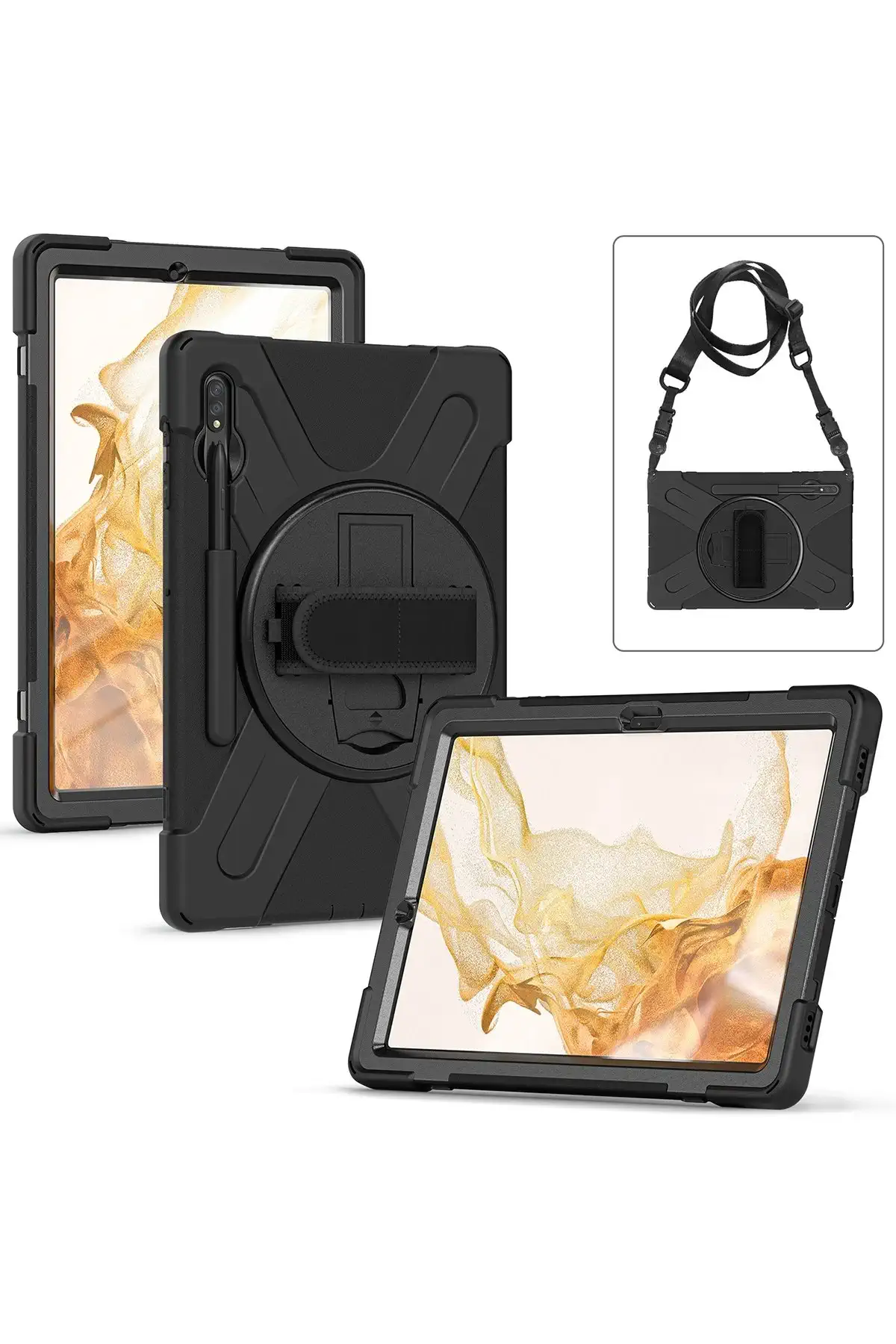 Newface Samsung Galaxy T737 Tab S7 FE 12.4 Kılıf Amazing Tablet Kapak - Siyah