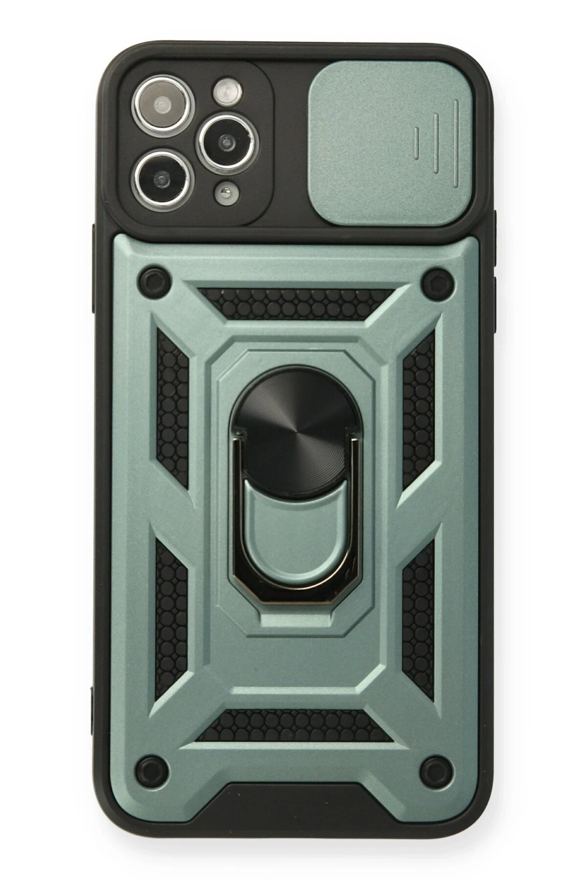 Newface iPhone 11 Pro Kılıf Pars Lens Yüzüklü Silikon - Yeşil