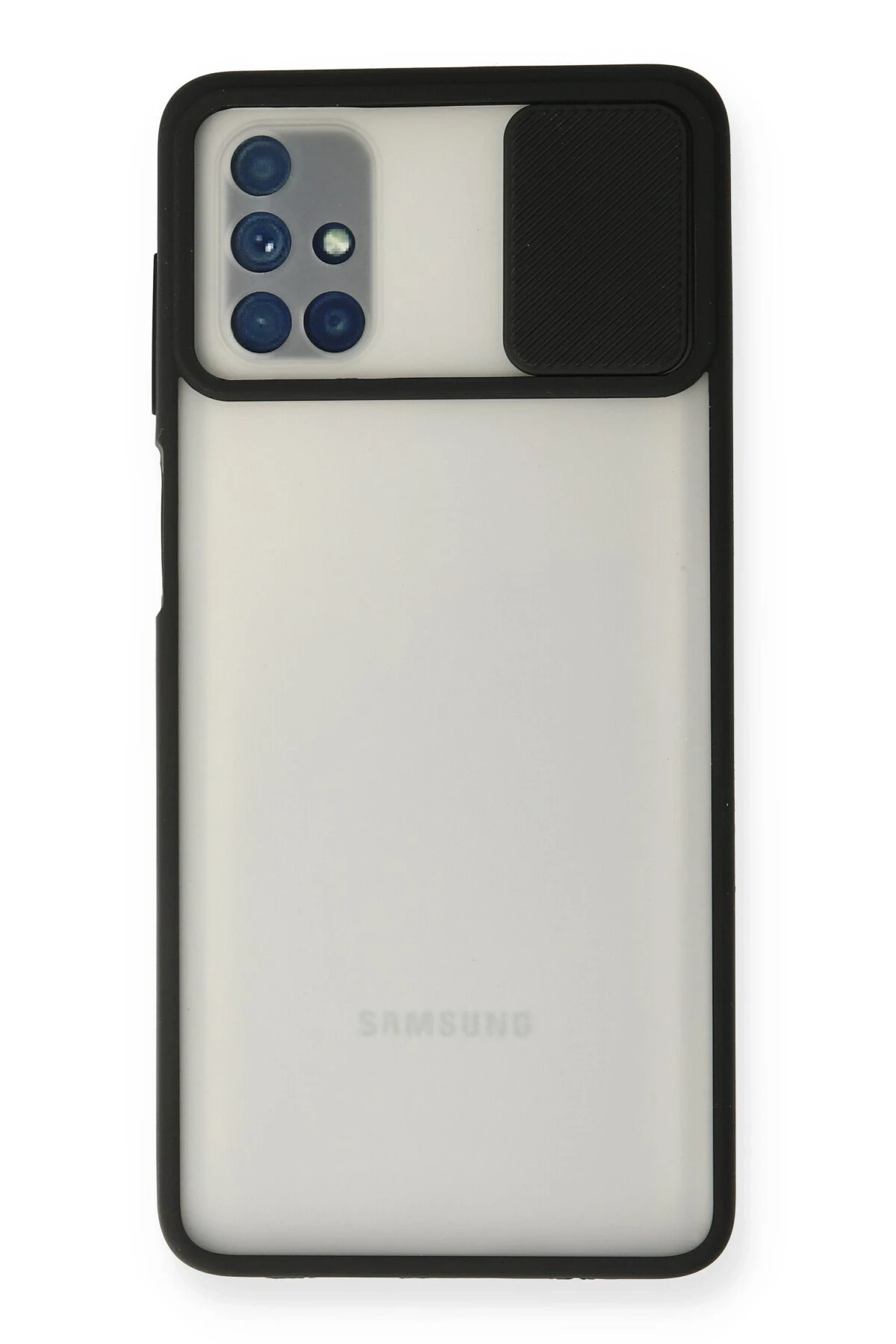 Newface Samsung Galaxy M51 Kılıf Palm Buzlu Kamera Sürgülü Silikon - Siyah