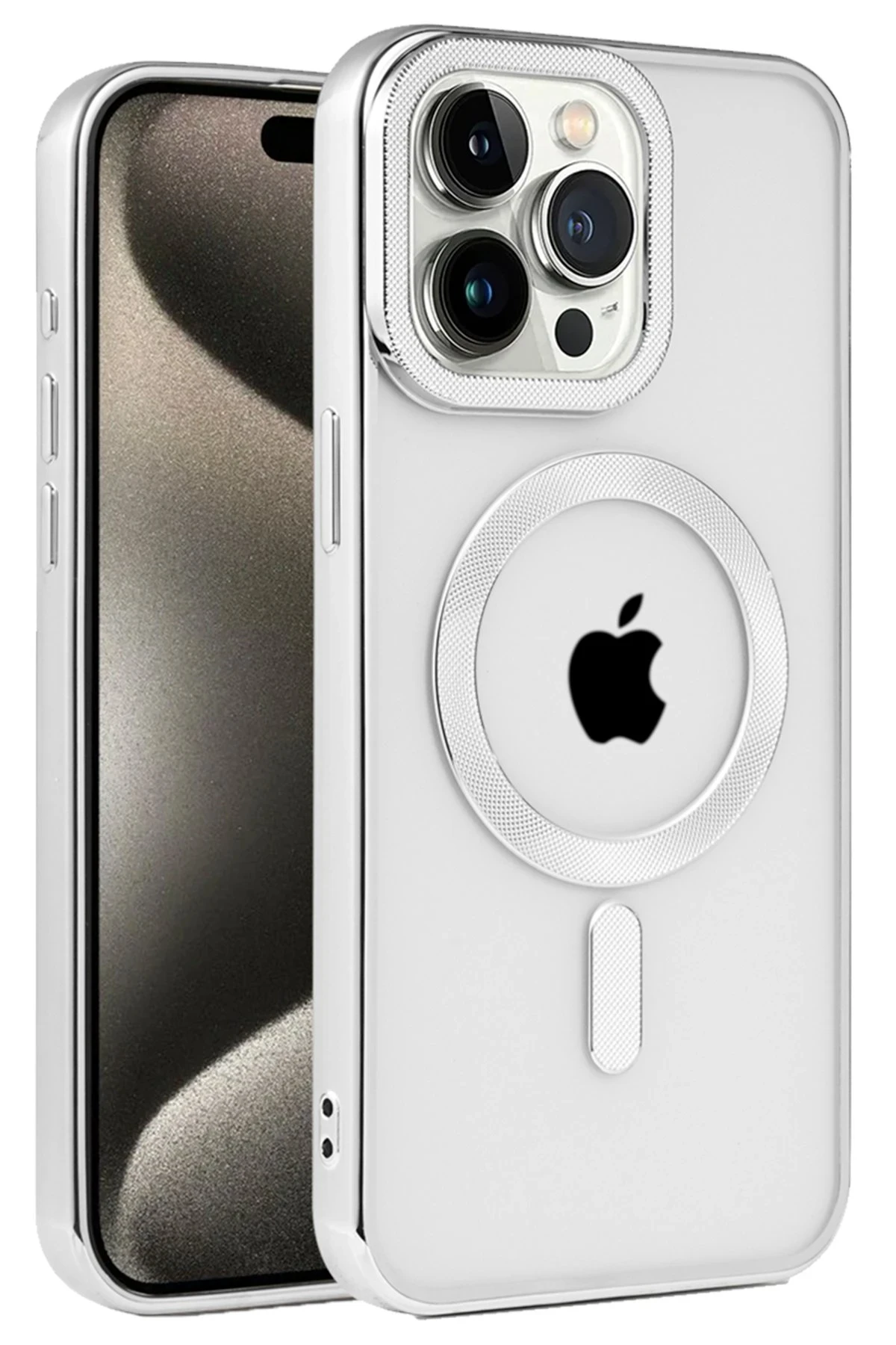 Newface iPhone 14 Pro Max Kılıf Kronos Magsafe Kapak - Gümüş