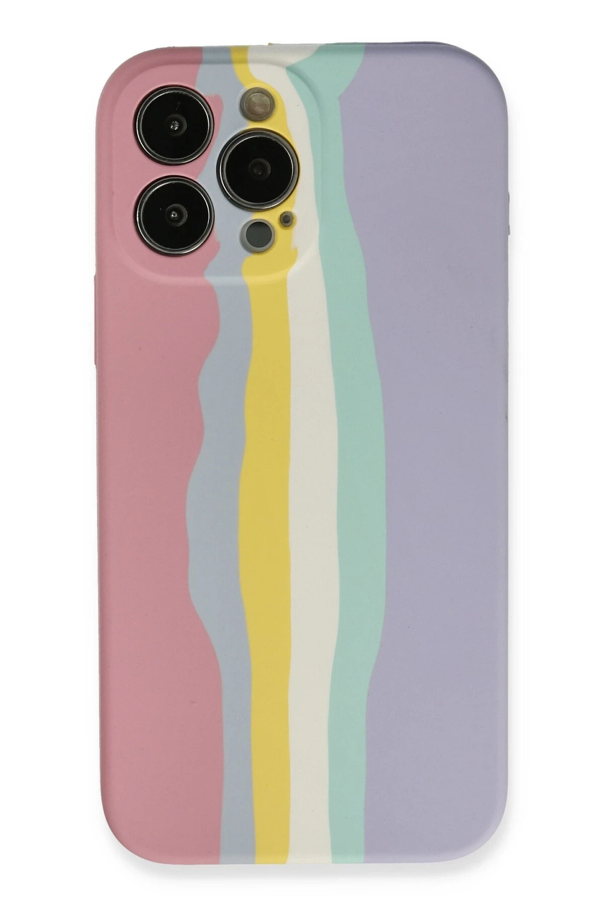 Newface iPhone 13 Pro Kılıf Ebruli Lansman Silikon - Pembe-Lila