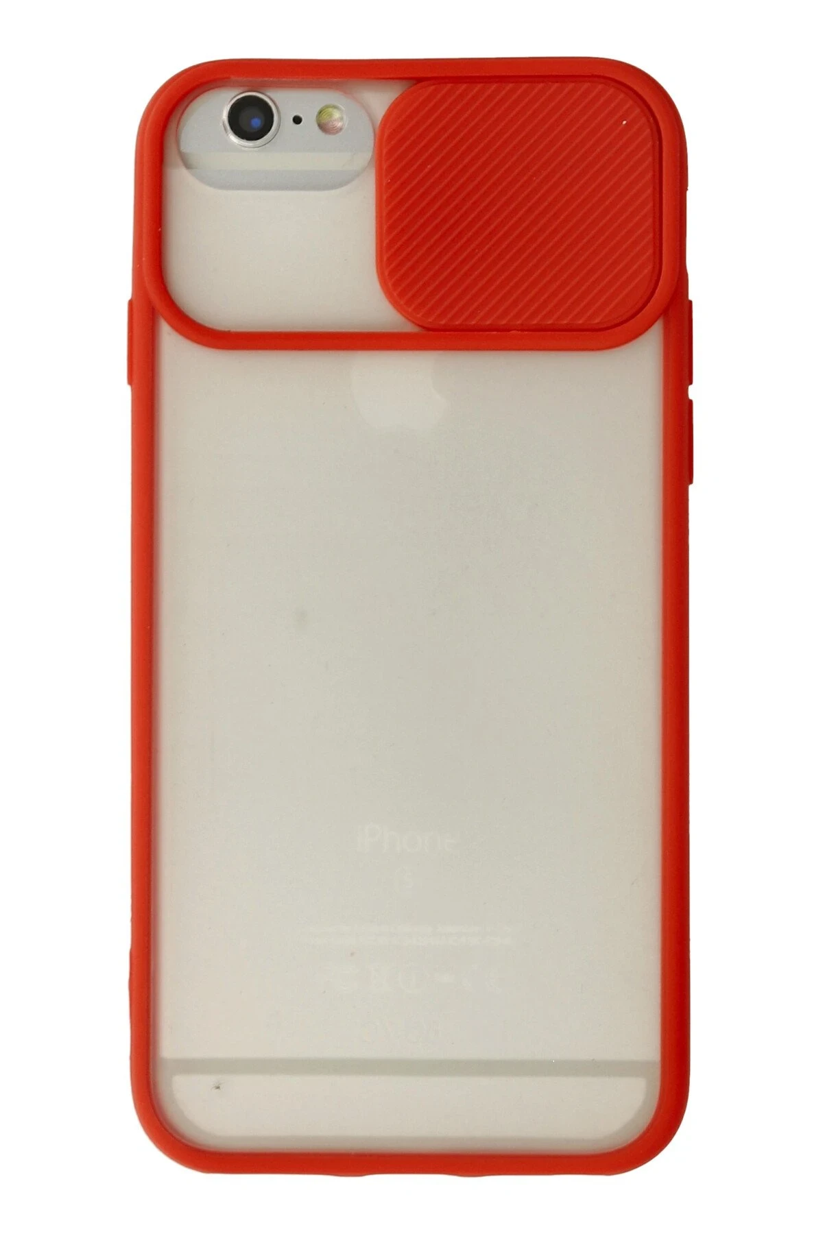 Newface iPhone 6 Kılıf Palm Buzlu Kamera Sürgülü Silikon - Kırmızı