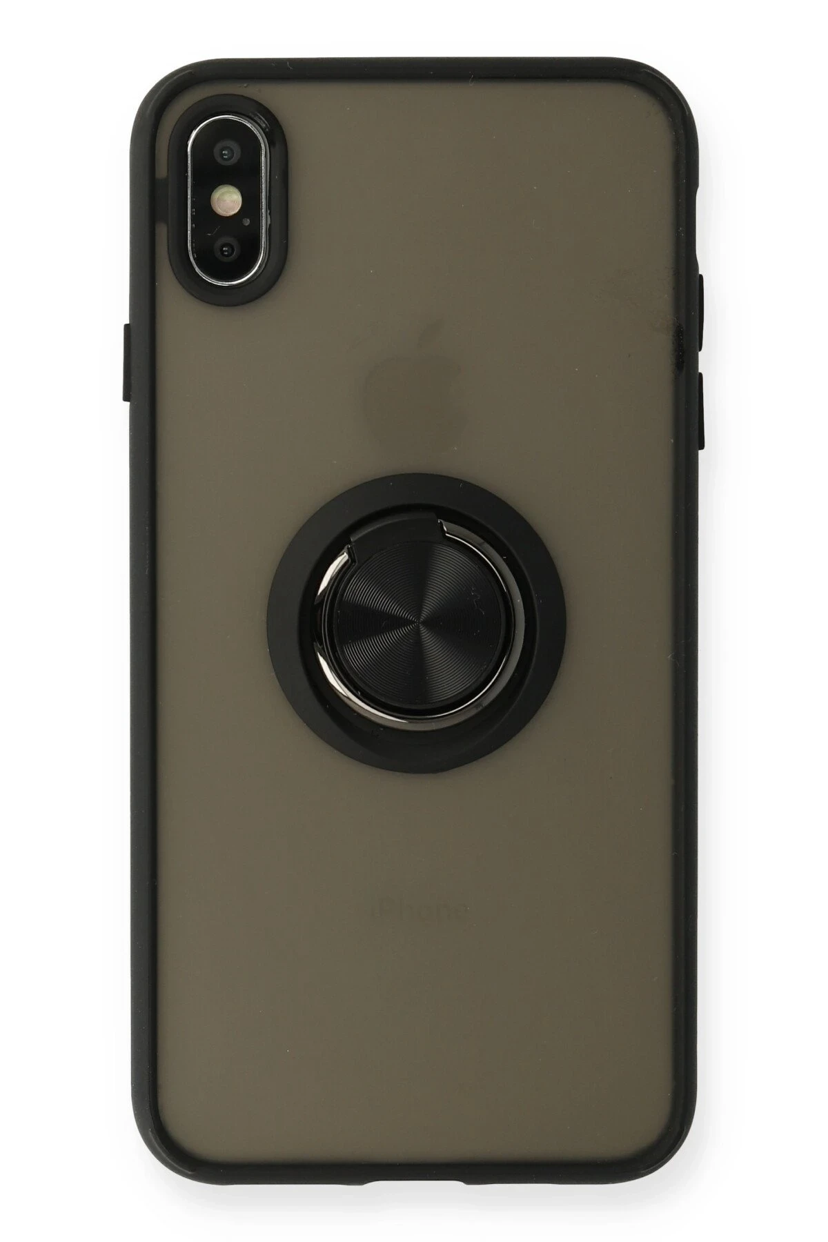Newface iPhone X Kılıf Montreal Yüzüklü Silikon Kapak - Siyah