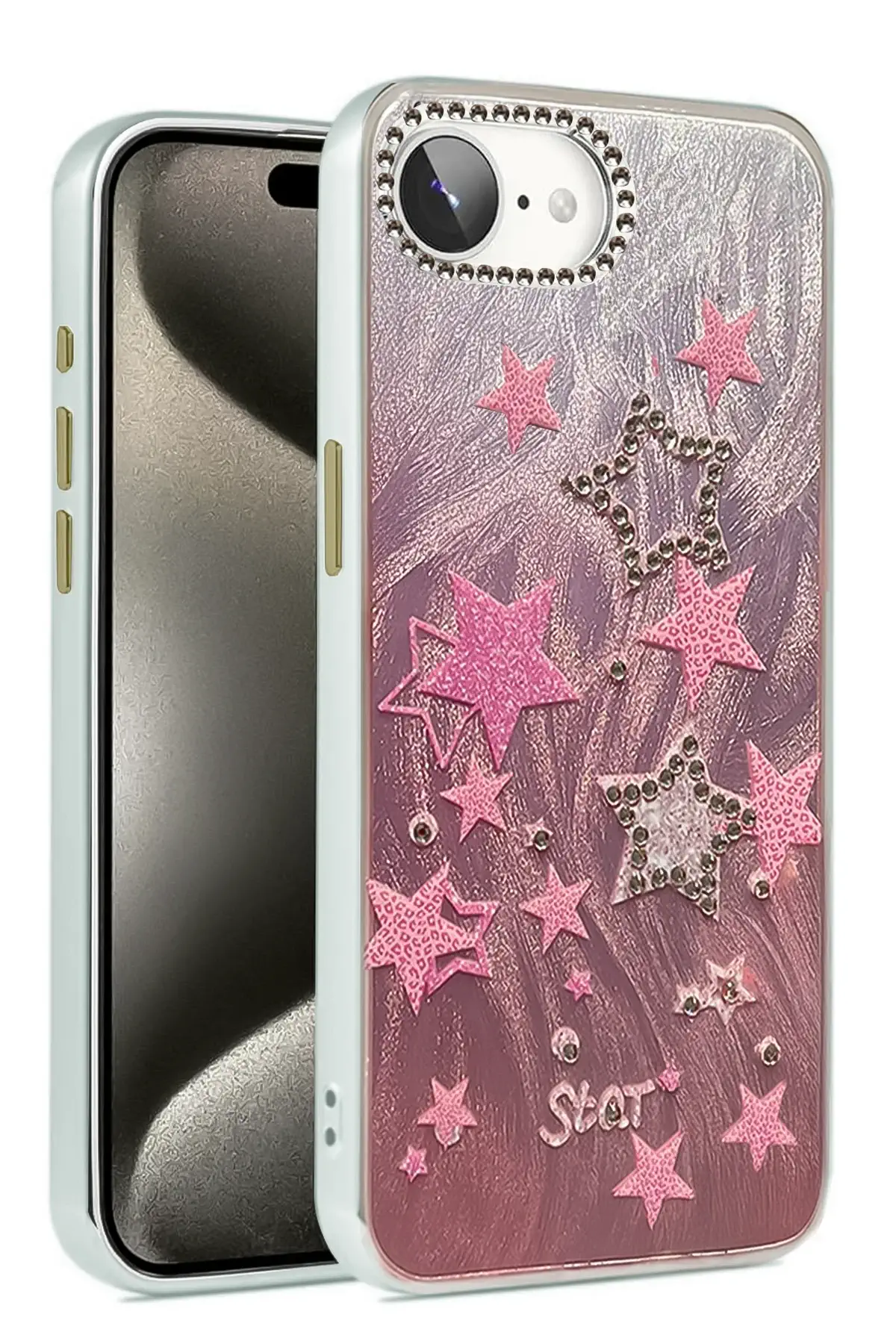 Newface iPhone 16E Kılıf Blade Aynalı Desenli Kapak - Desen 7