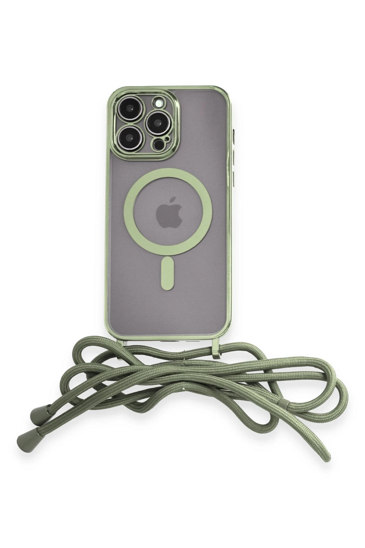 Newface iPhone 12 Pro Kılıf Divo Lazer Askılı Magsafe Kapak - Koyu Yeşil