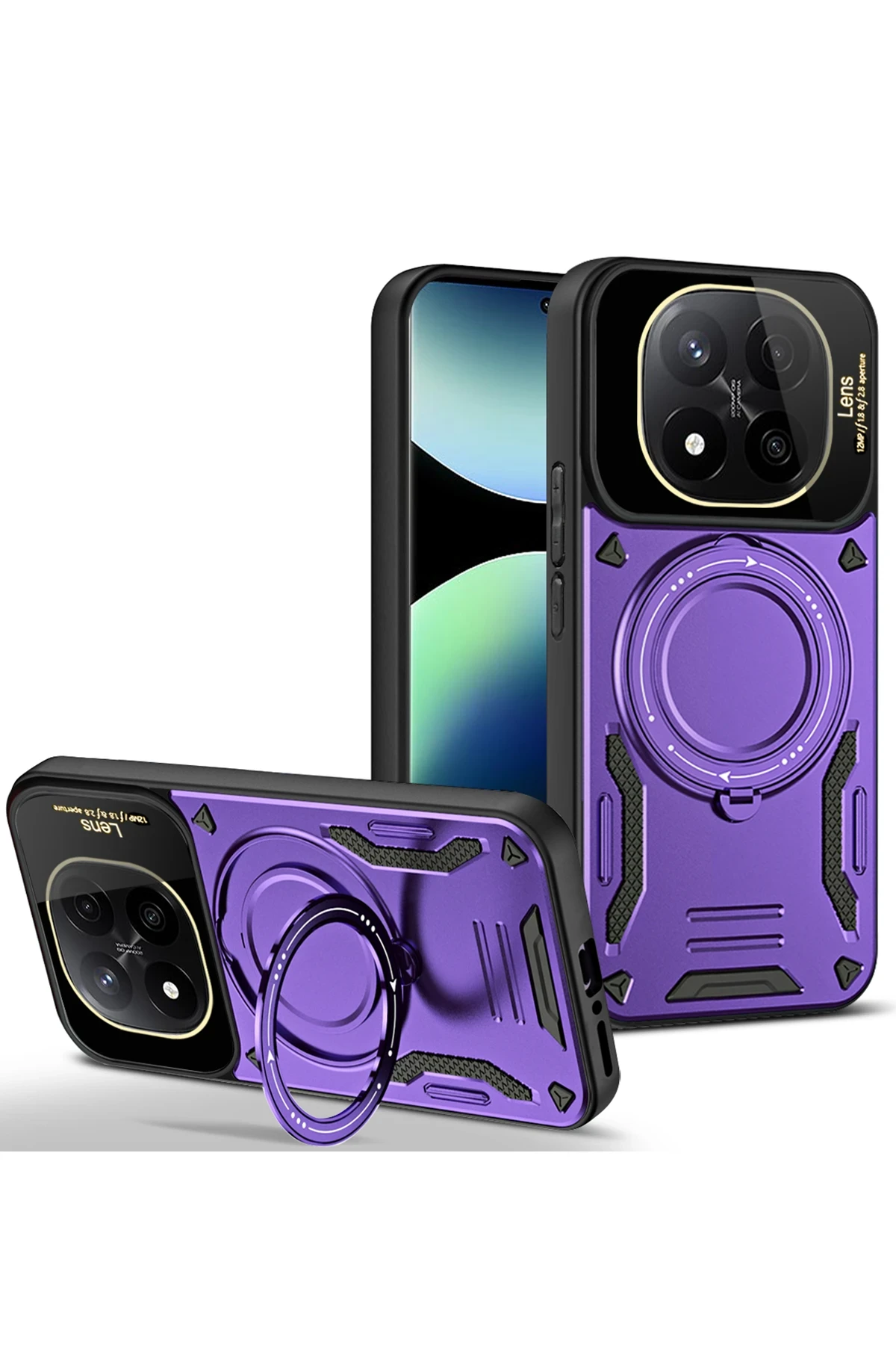 Newface Xiaomi Redmi Note 14 Pro 4G Kılıf Joy Lens Standlı Kapak - Mor