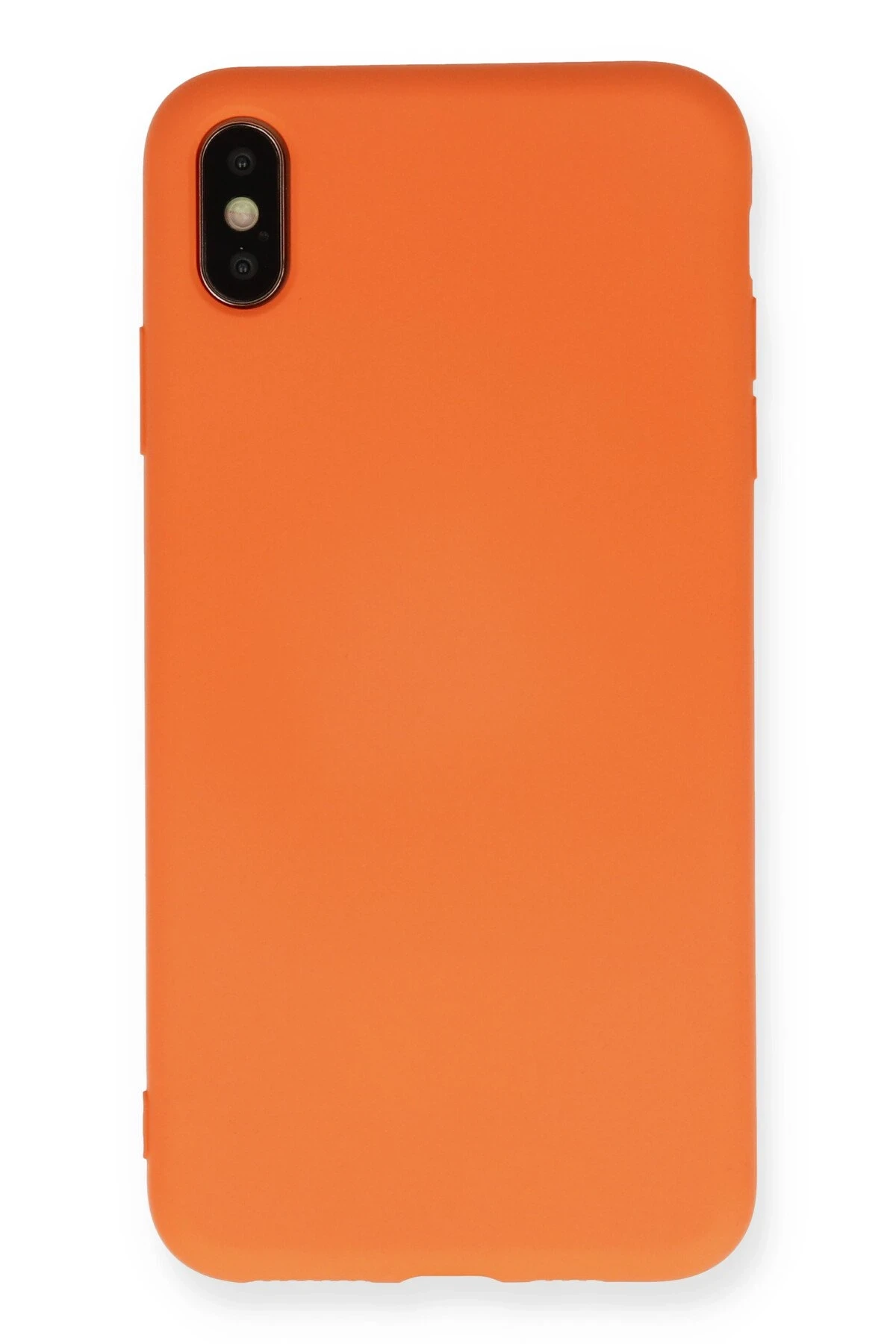 Newface iPhone XS Max Kılıf Nano içi Kadife Silikon - Turuncu