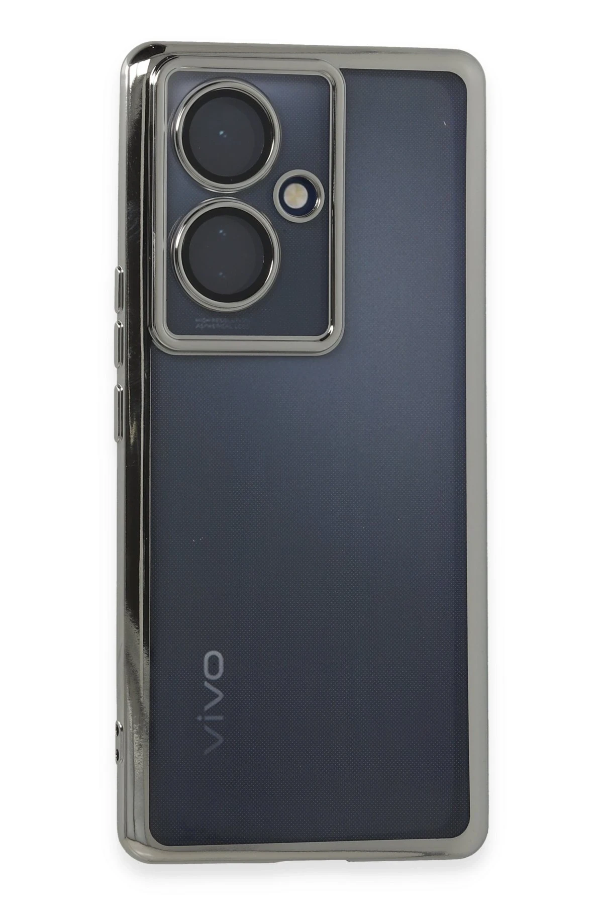 Newface Vivo V29 Lite Kılıf Razer Lensli Silikon - Gümüş
