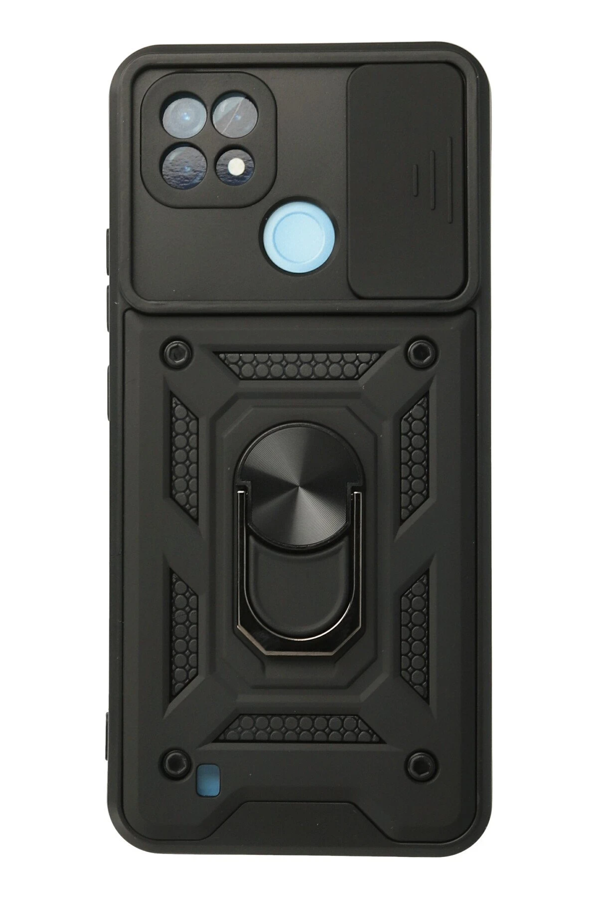 Newface Realme C21 Kılıf Pars Lens Yüzüklü Silikon - Siyah