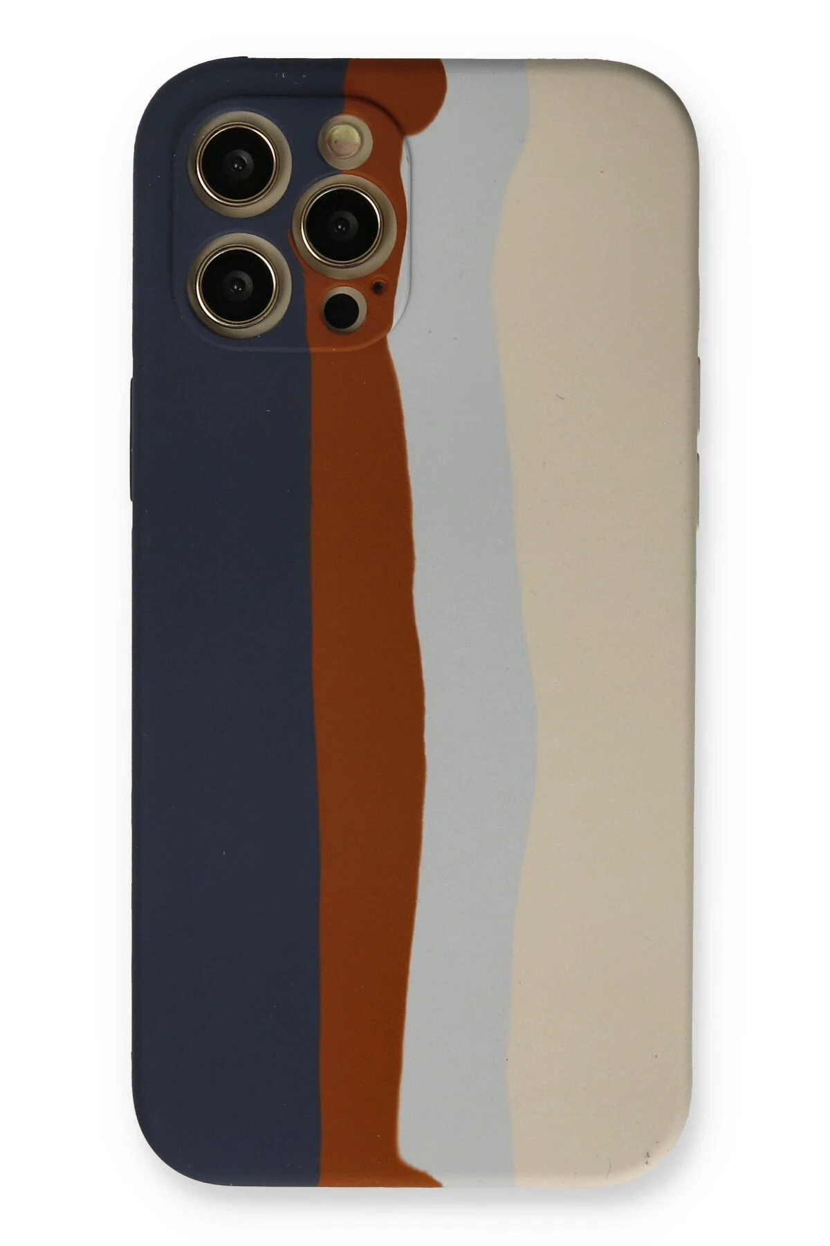 Newface iPhone 12 Pro Max Kılıf Ebruli Lansman Silikon - Lacivert-Krem