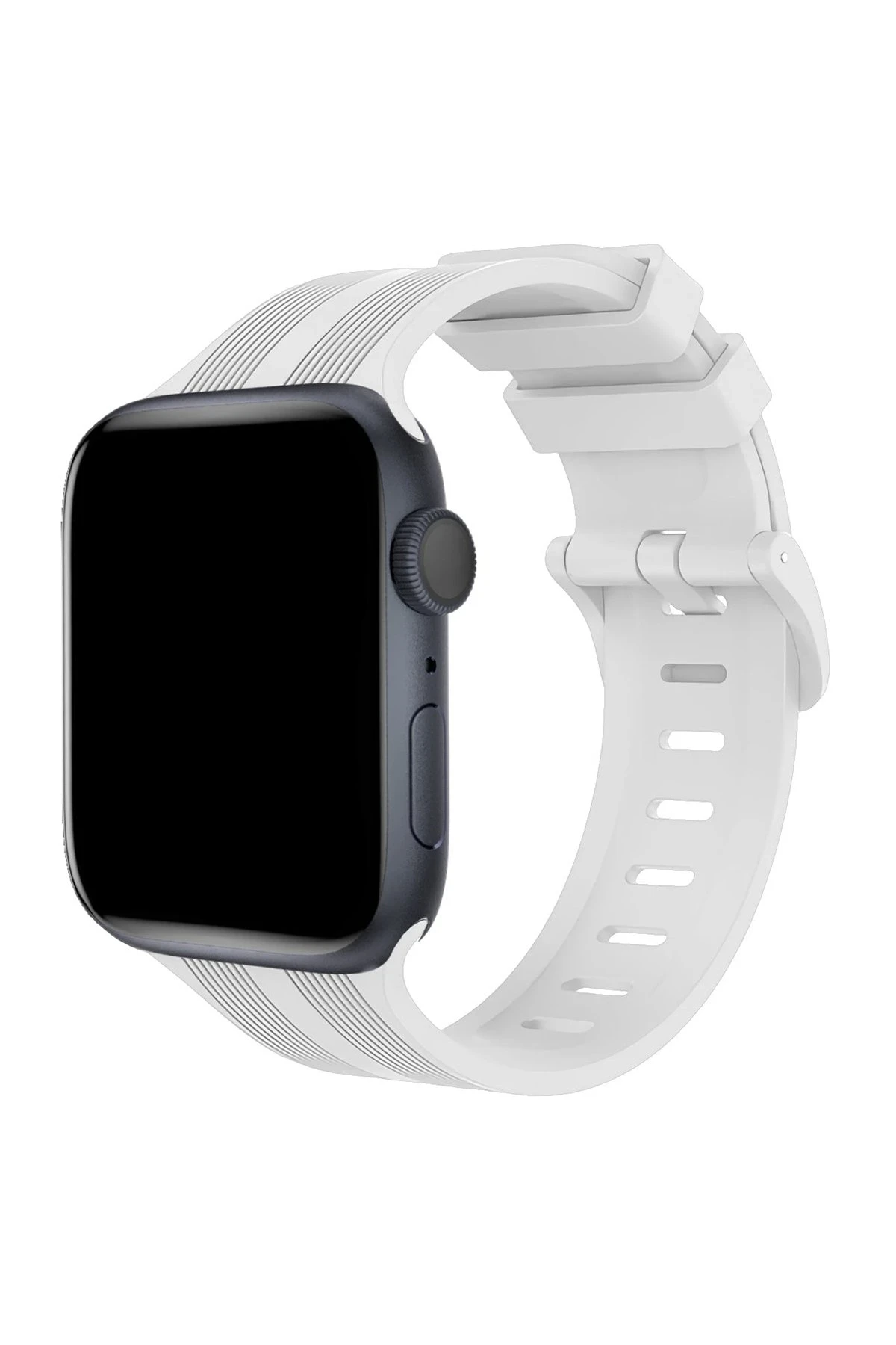 Newface Apple Watch 38mm KR408 Çizgili Silikon Kordon - Beyaz