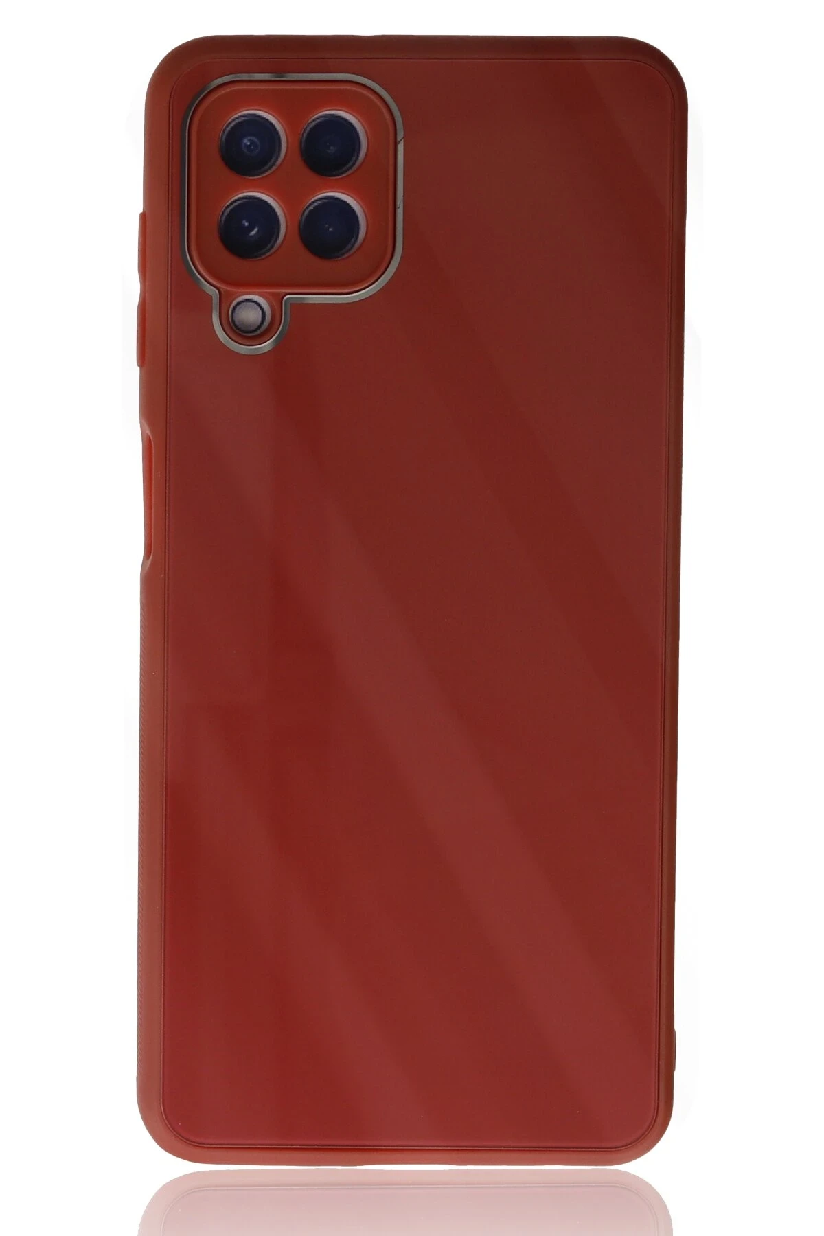 Newface Samsung Galaxy A22 Kılıf Glass Kapak - Bordo