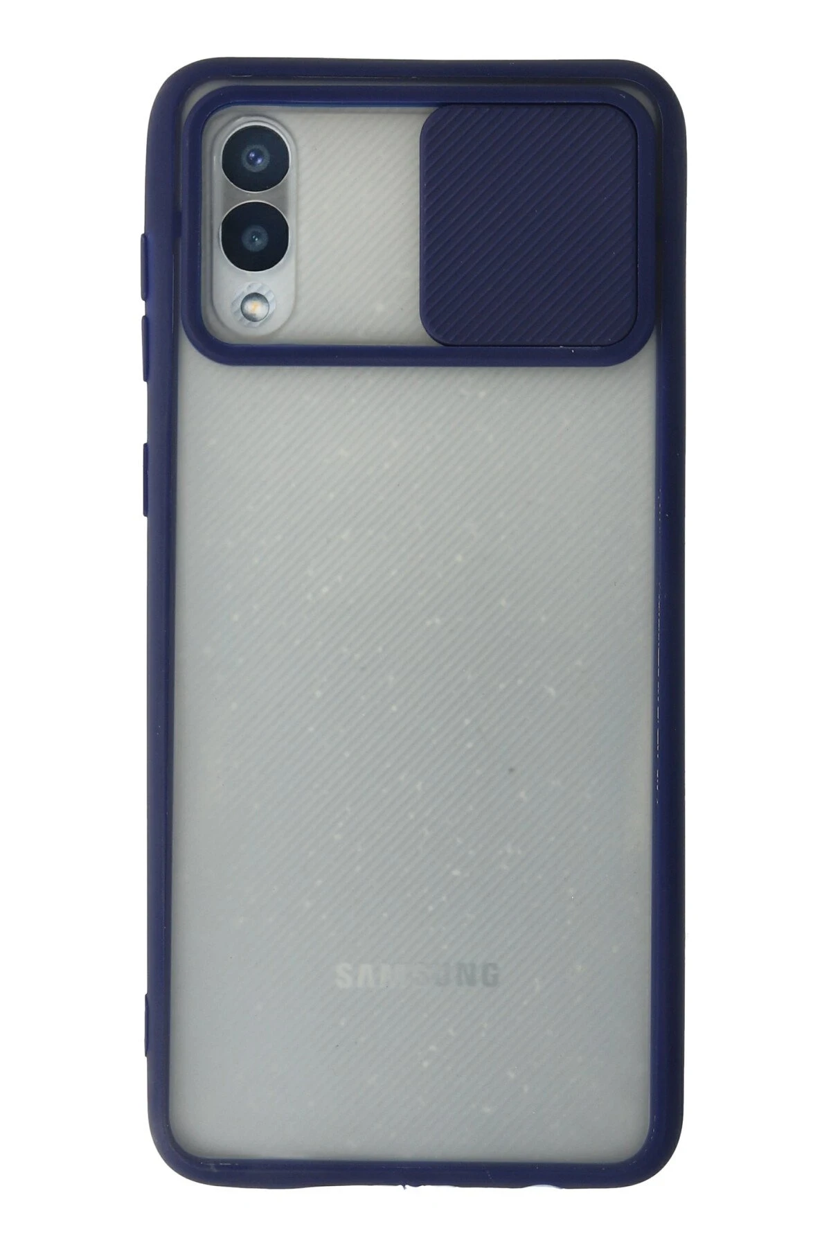 Newface Samsung Galaxy A02 Kılıf Palm Buzlu Kamera Sürgülü Silikon - Lacivert