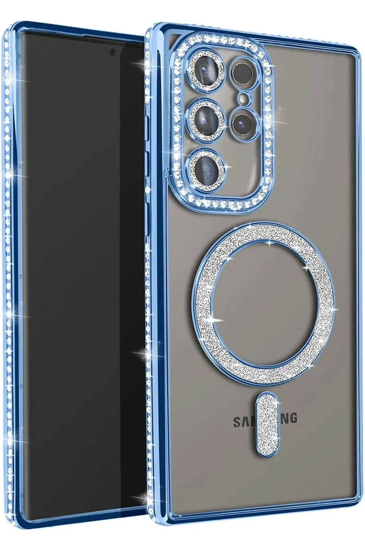 Newface Samsung Galaxy S23 Ultra Joke Simli Magneticsafe Kılıf - Mavi