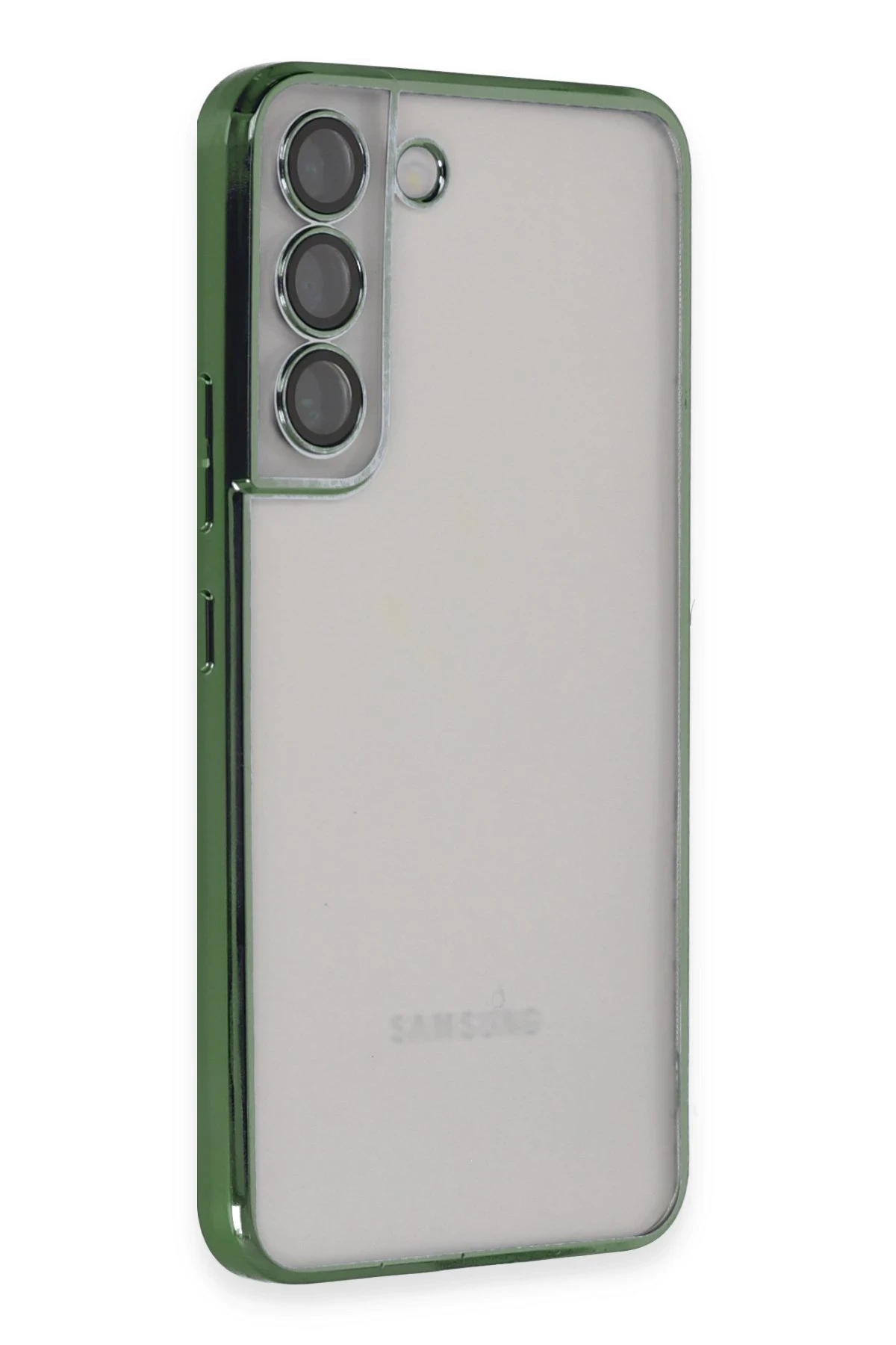 Newface Samsung Galaxy S22 Kılıf Razer Lensli Silikon - Yeşil