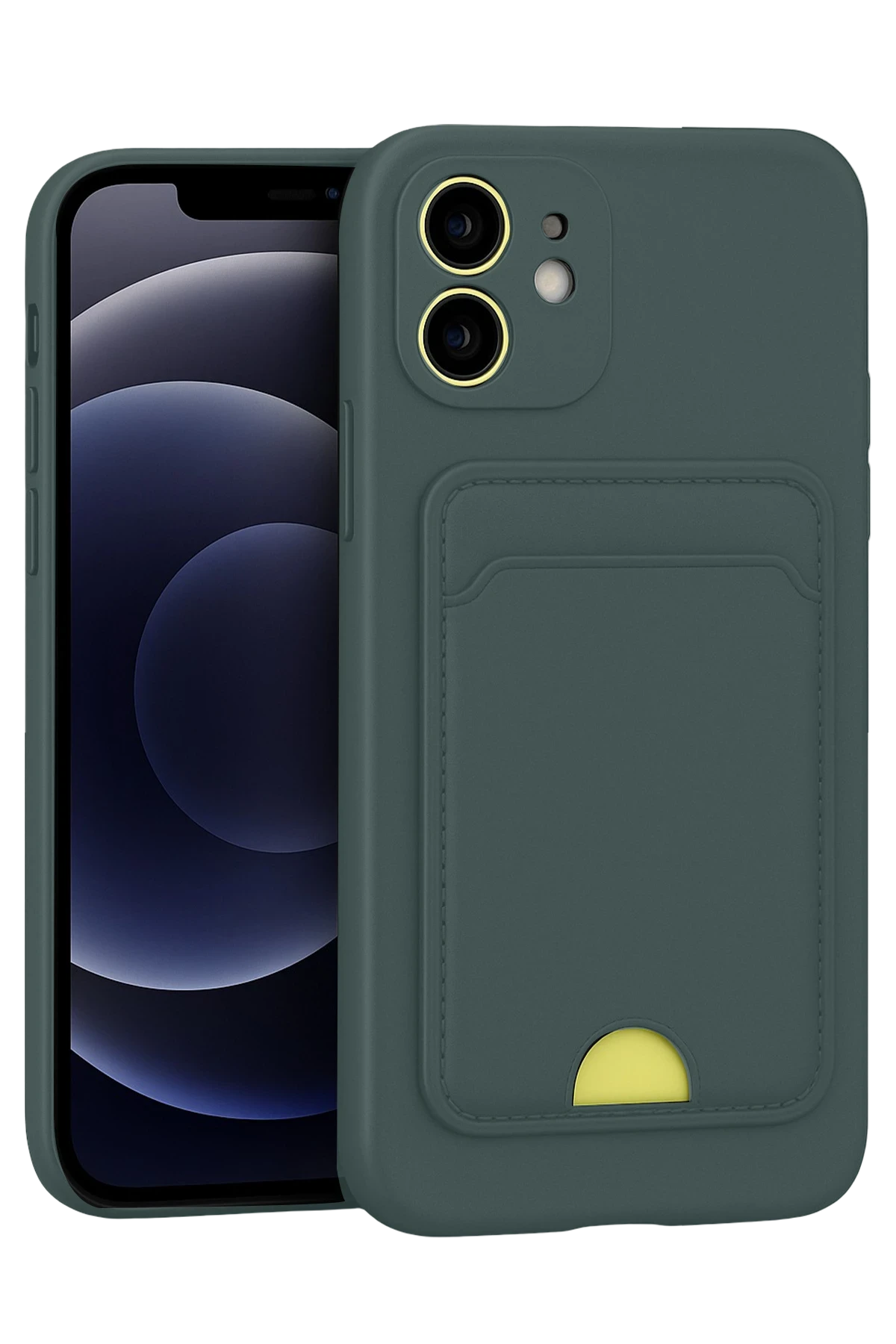 Newface iPhone 11 Kılıf Kelvin Kartvizitli Silikon - Koyu Yeşil