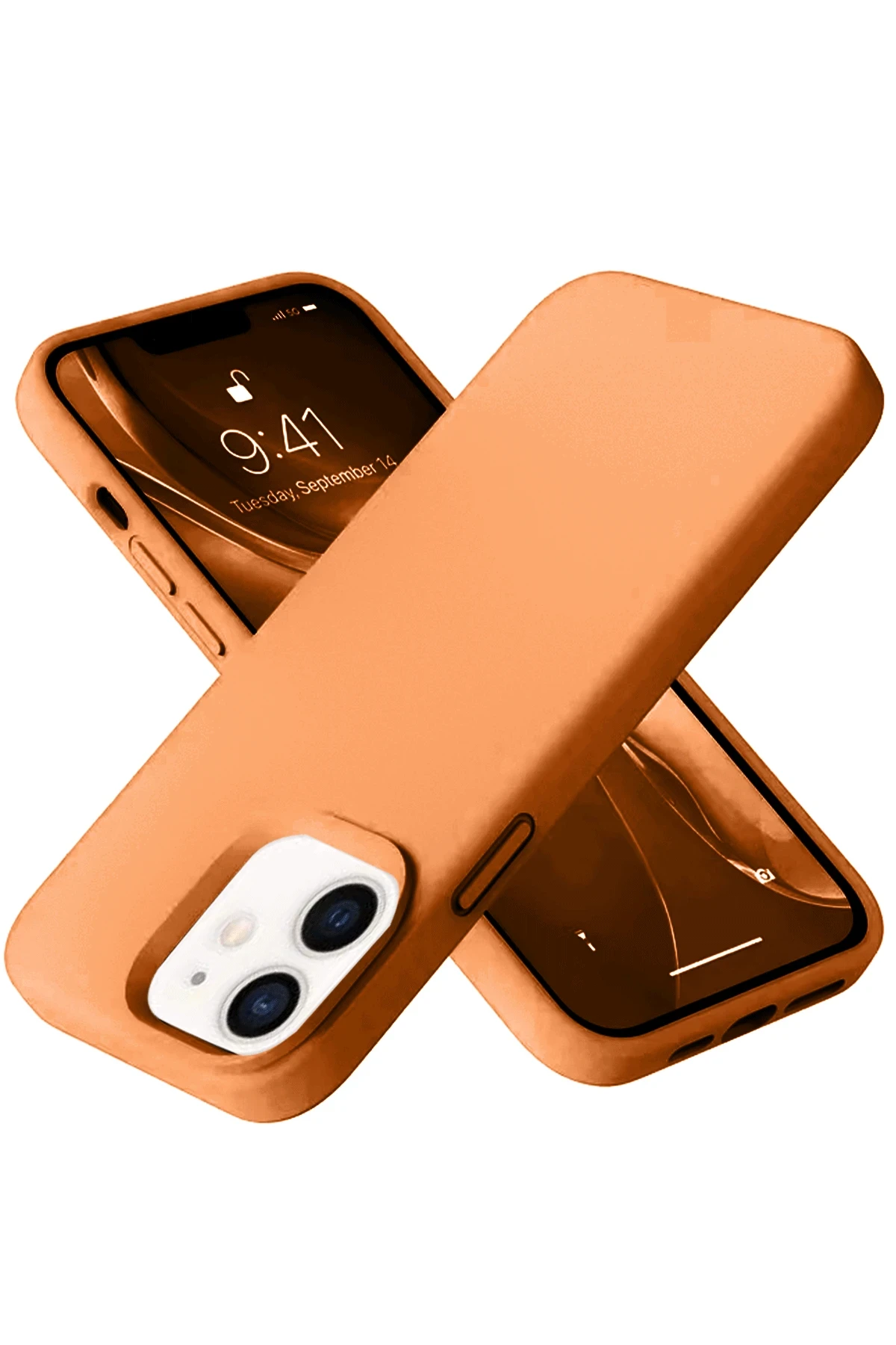 Newface iPhone 12 Kılıf Nano içi Kadife Silikon - Turuncu