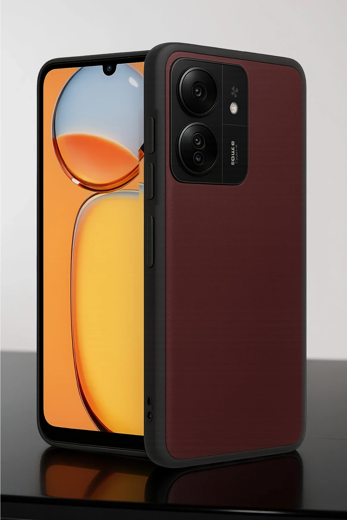 Newface Xiaomi Redmi 13C Kılıf Aras Deri Kapak - Bordo