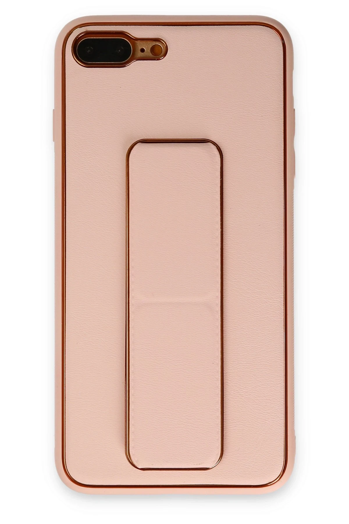 Newface iPhone 7 Plus Kılıf Coco Deri Standlı Kapak - Pudra